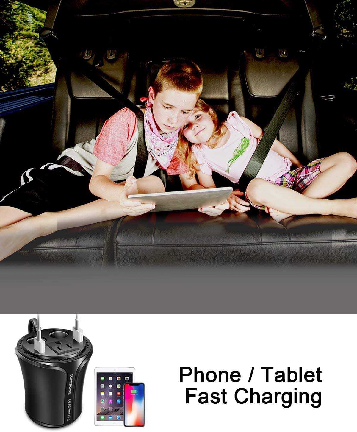 SUPERONE 150W Car Power Inverter DC 12V to 110V 120V Car AC Adapter Inverter 5-in-1 - Cheap Fitting