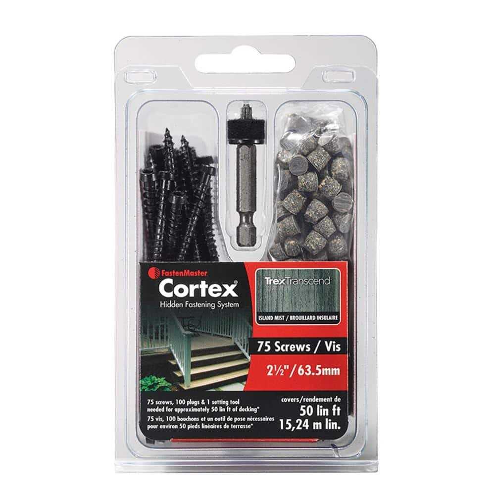 FastenMaster Cortex Hidden Fastening System for Trex Select Decking – 2-1/2 inch Cortex screws and plugs – Island Mist - Cheap Fitting