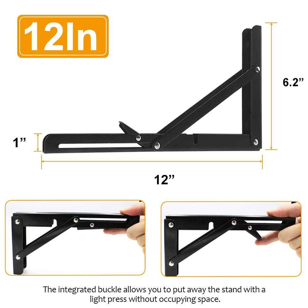 Storystore Folding Collapsible Shelf Brackets Heavy Duty Metal for Bench Table Shelf Bracket - Cheap Fitting