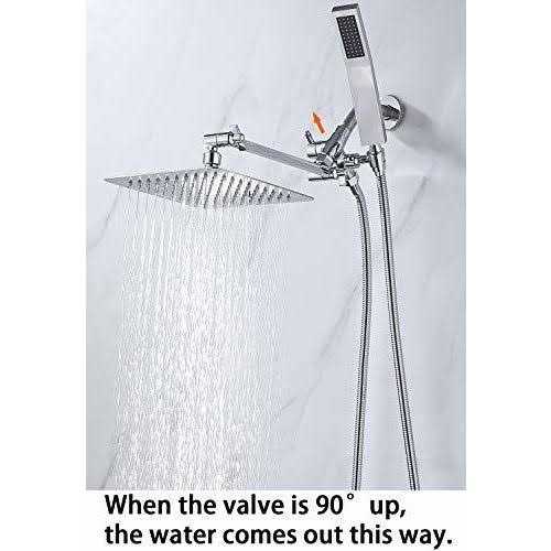 G-promise All Metal 8 Dual Square Shower Head Combo Rain Handheld Wand with 71 Extra Long Flexible Hose - Cheap Fitting