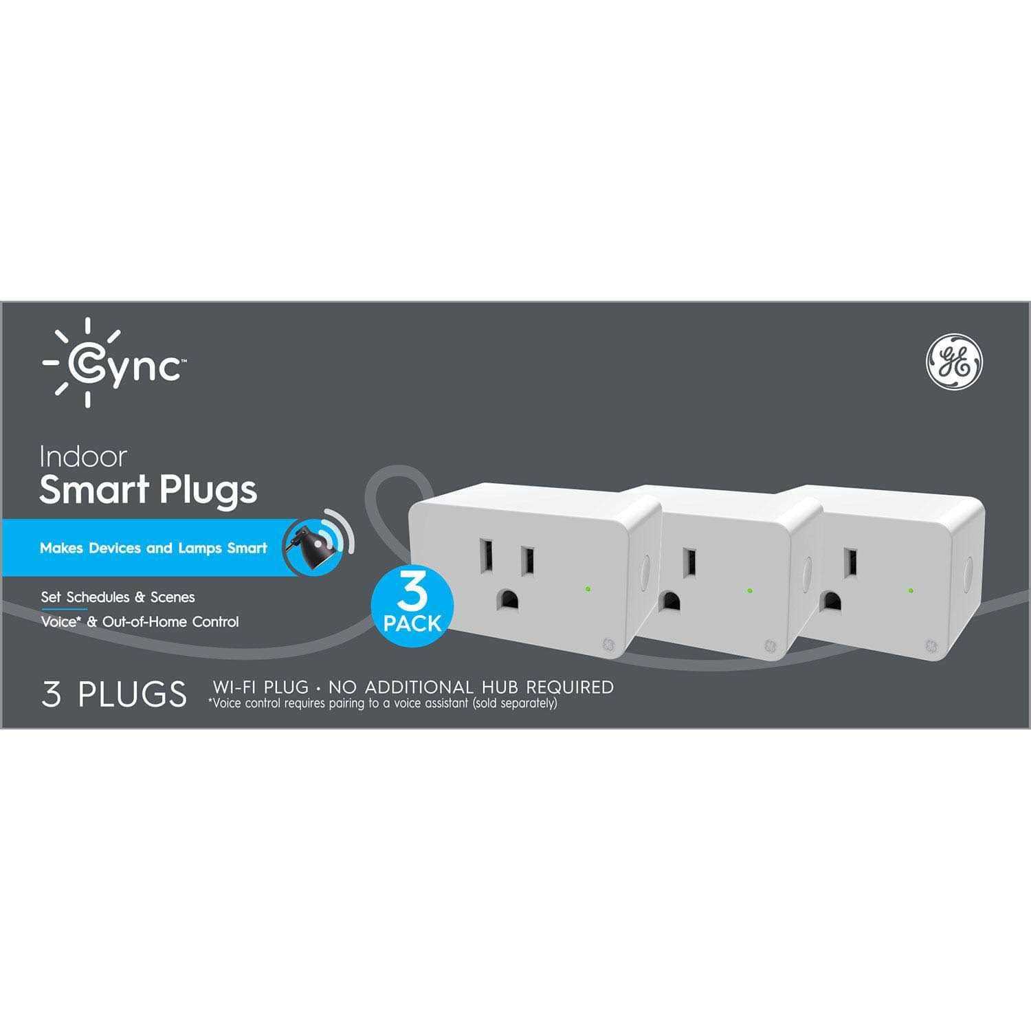 GE Lighting Cync Indoor Smart Plug 3 Pack, Bluetooth and Wi-Fi Outlet Socket - Cheap Fitting