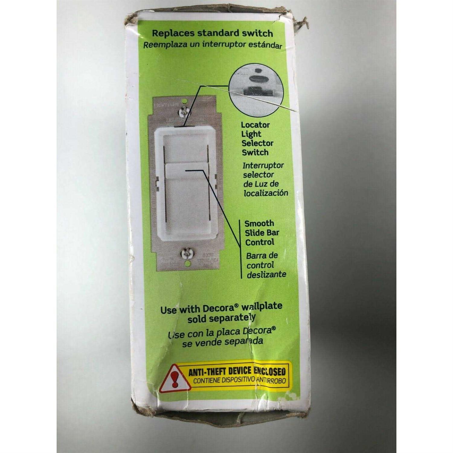 Leviton Decora SureSlide White 600 watts Slide Dimmer 6672-3PW - Cheap Fitting