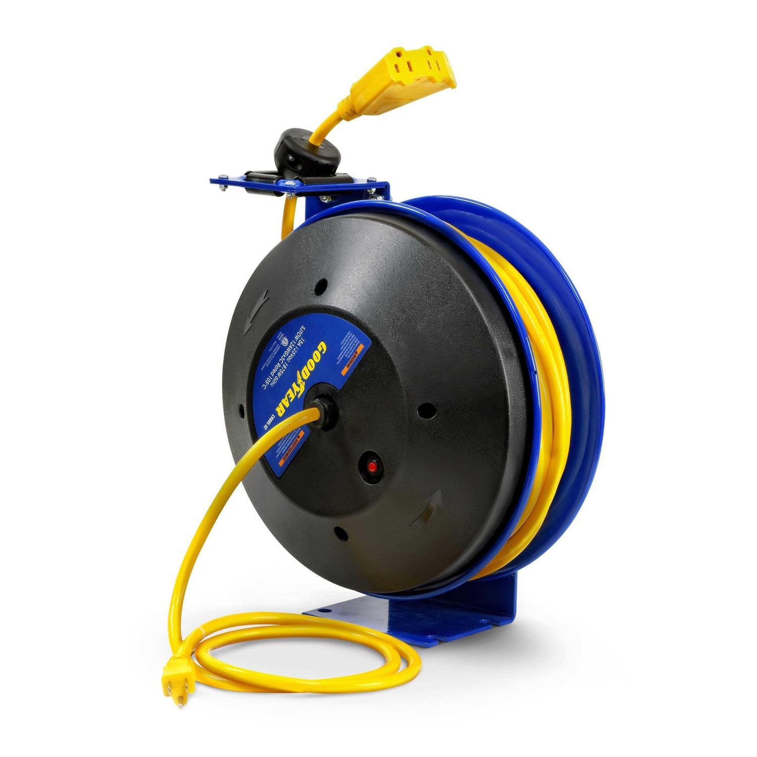 Goodyear Industrial Retractable Extension Cord Reel 12AWG x 50′ Ft TRI-GUR074 - Cheap Fitting