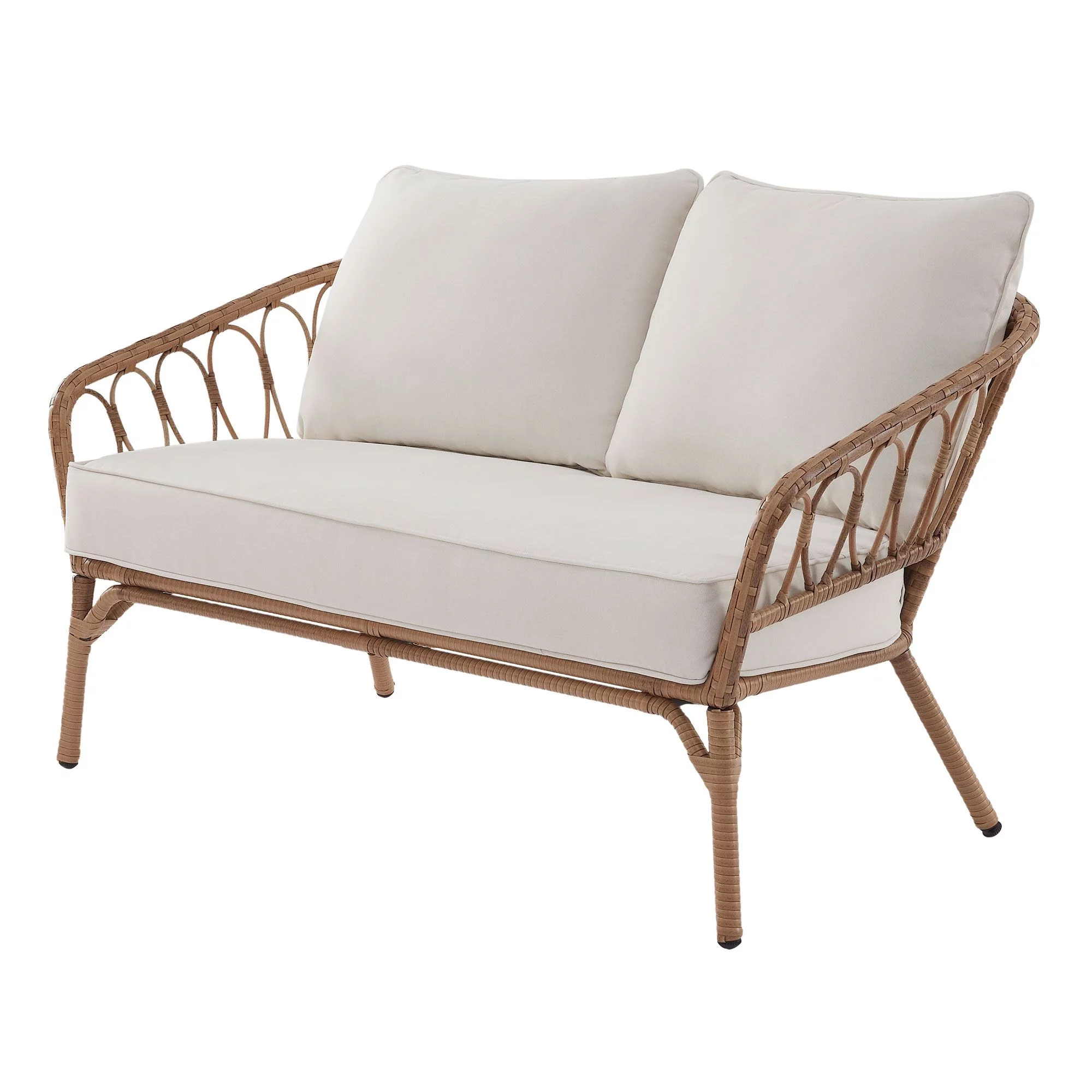 Better Homes & Gardens Willow Sage All-Weather Wicker Outdoor Loveseat and Ottoman Set, Beige - Cheap Fitting