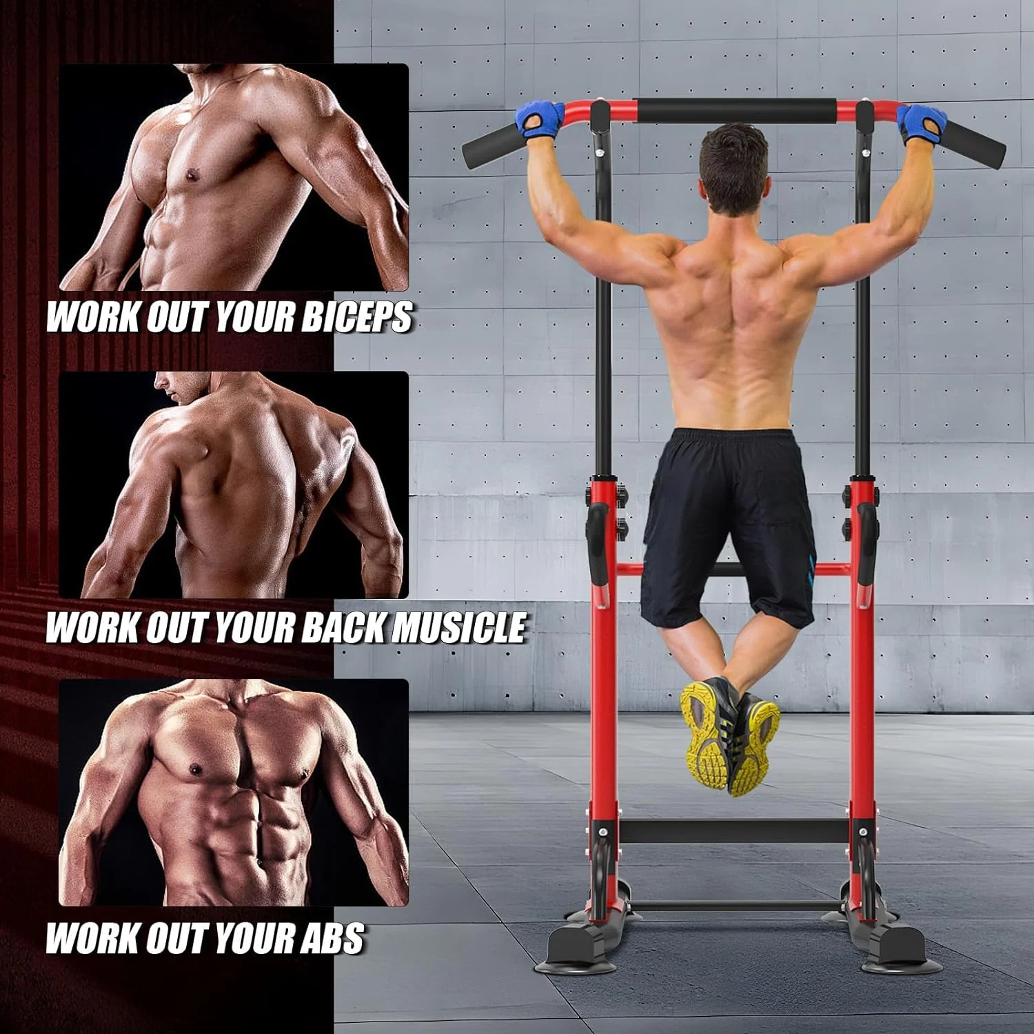 SOGES Height Adjustable Power Tower Dip Stands Pull up Bar Strength Training for Home Gym Black - Cheap Fitting