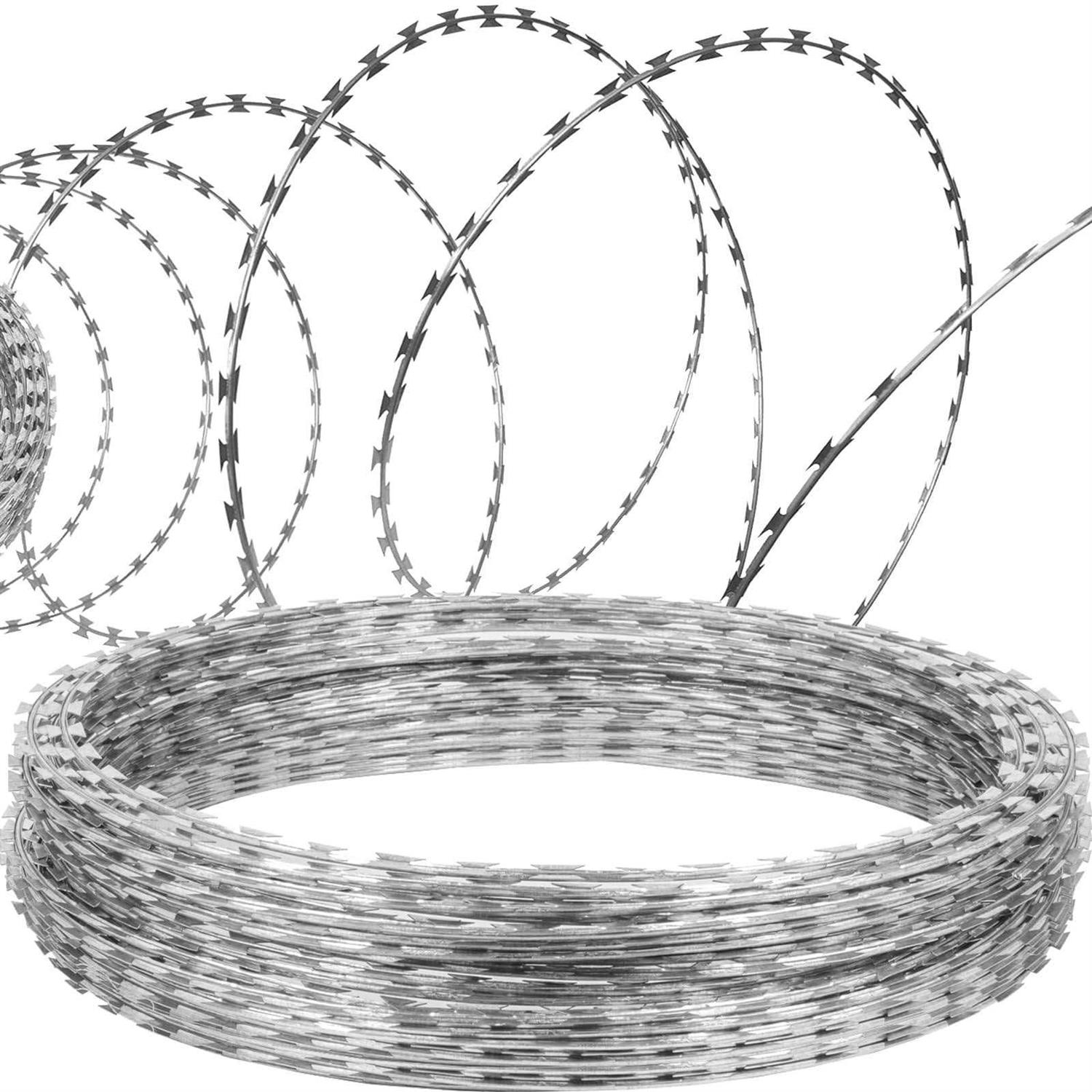 Vevor Razor Wires Razor Barbed Wire Per Roll Razor Wire Fence Razor Ribbon Barbed Wire Galvanized Steel Total Length 230/345 FT - Cheap Fitting