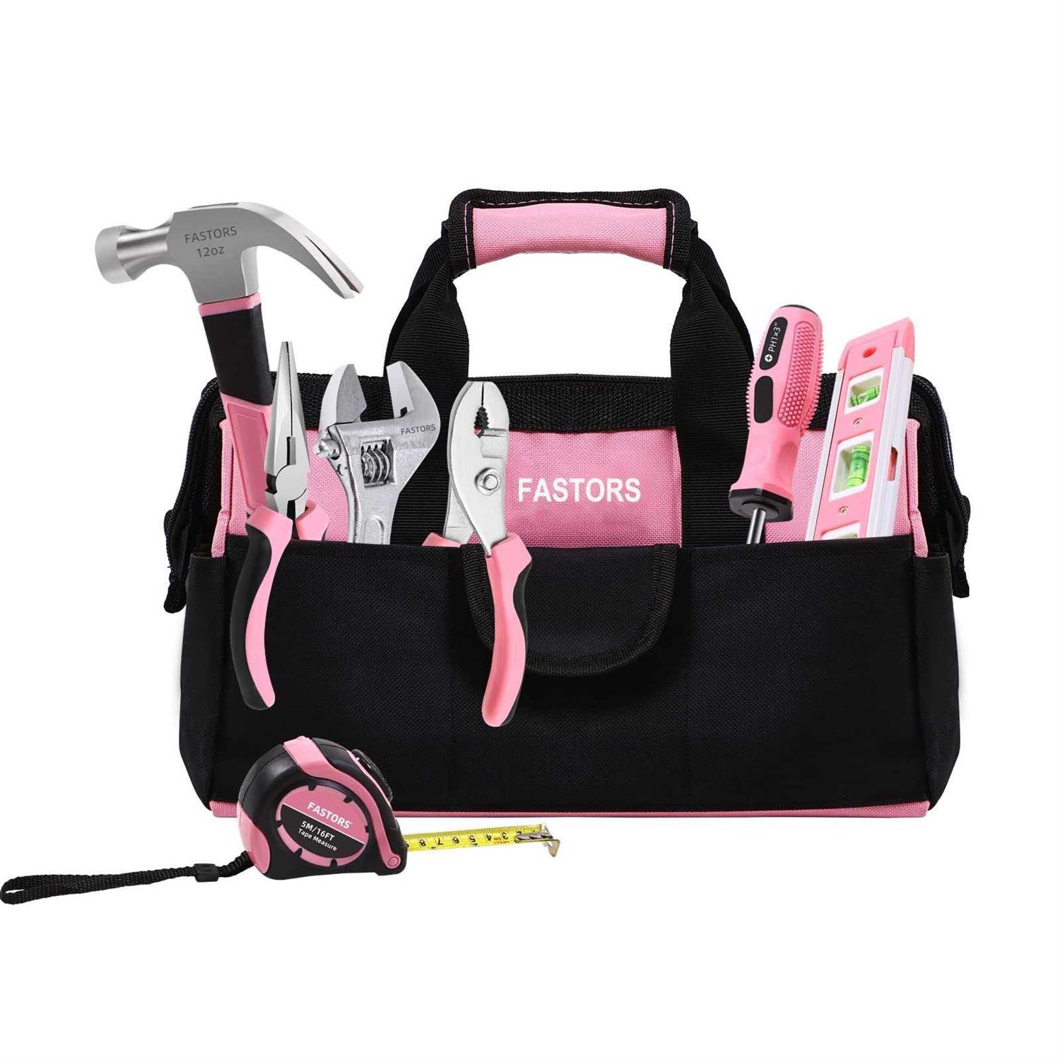 FASTORS Tool Bag 13-Inch Wide Mouth Tool Bag With 8 Pockets Outside and 2 Pockets Inside - Cheap Fitting