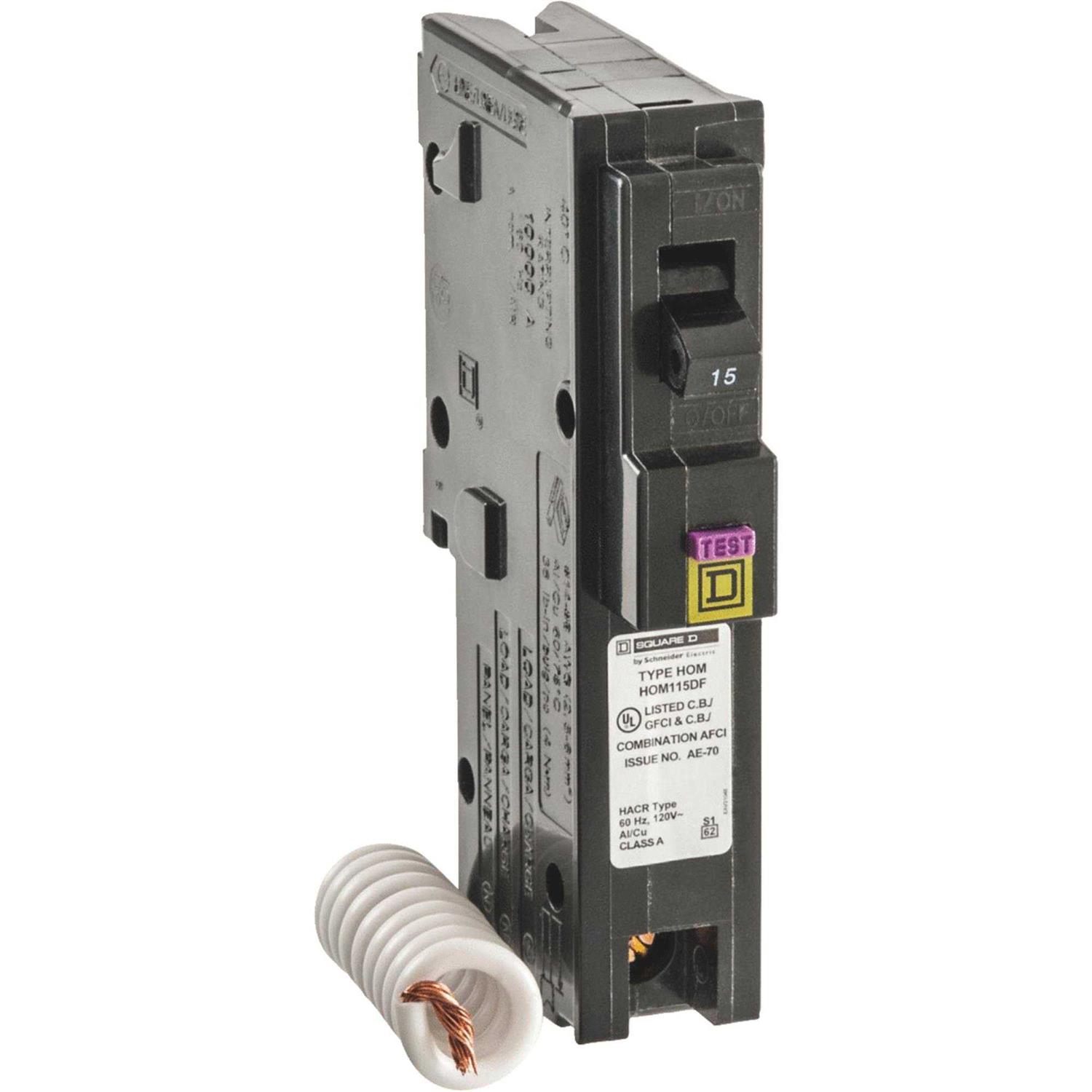 Square D HOM115DFC Homeline Single Pole Dual Function Circuit Breaker - Cheap Fitting