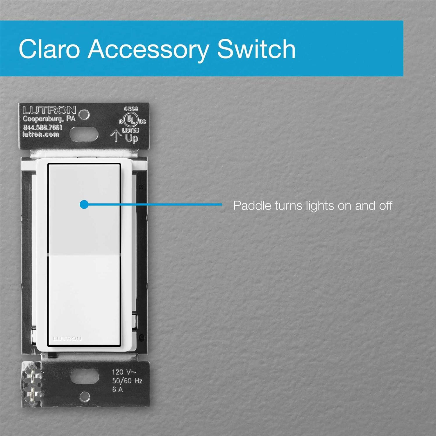 Lutron DVRF-AS-WH Caseta Claro Smart Accessory Switch - Cheap Fitting