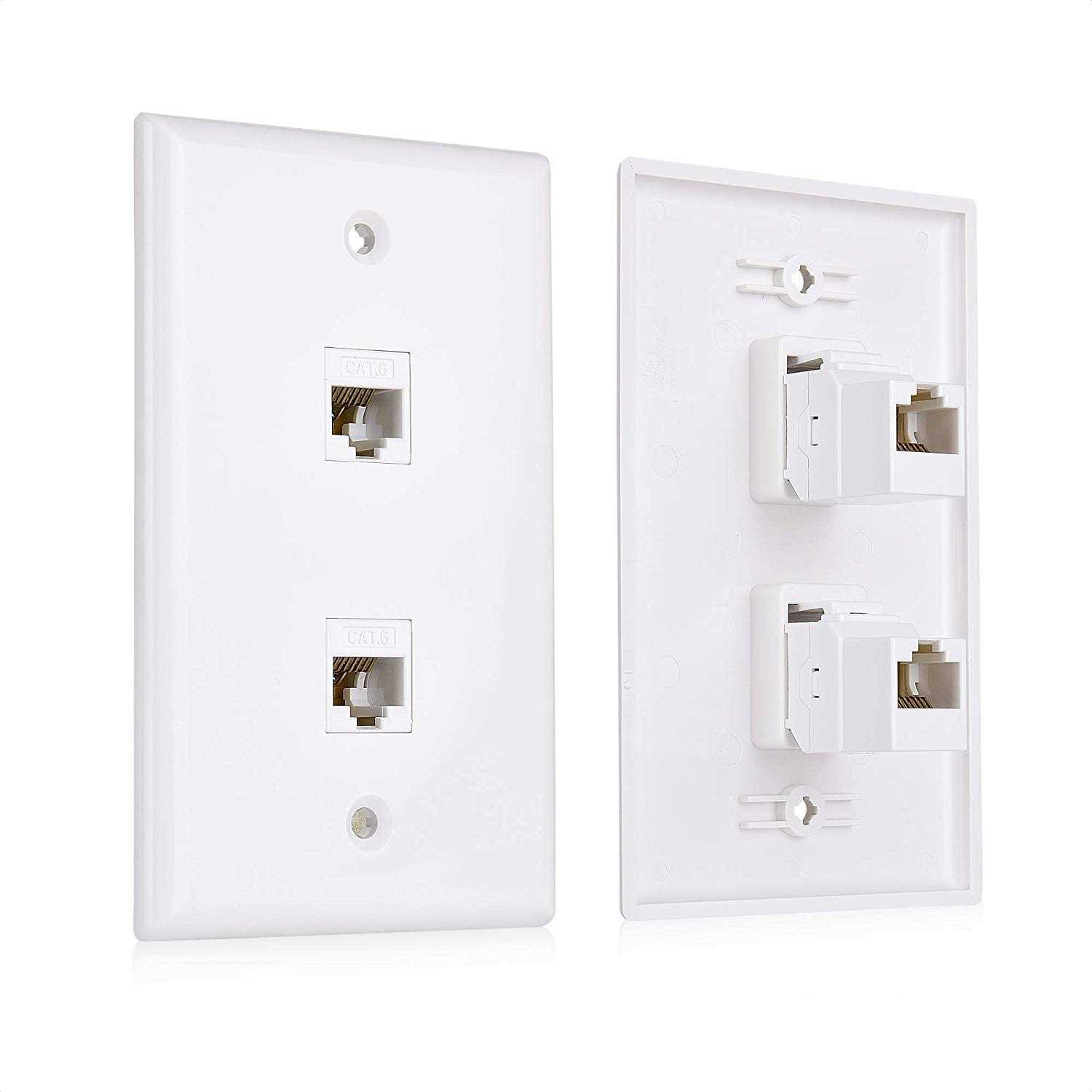 Cable Matters 2-Pack Ethernet Wall Plate Cat6 Wall Plate / Cat5 Ethernet Wall Outlet in White - Cheap Fitting