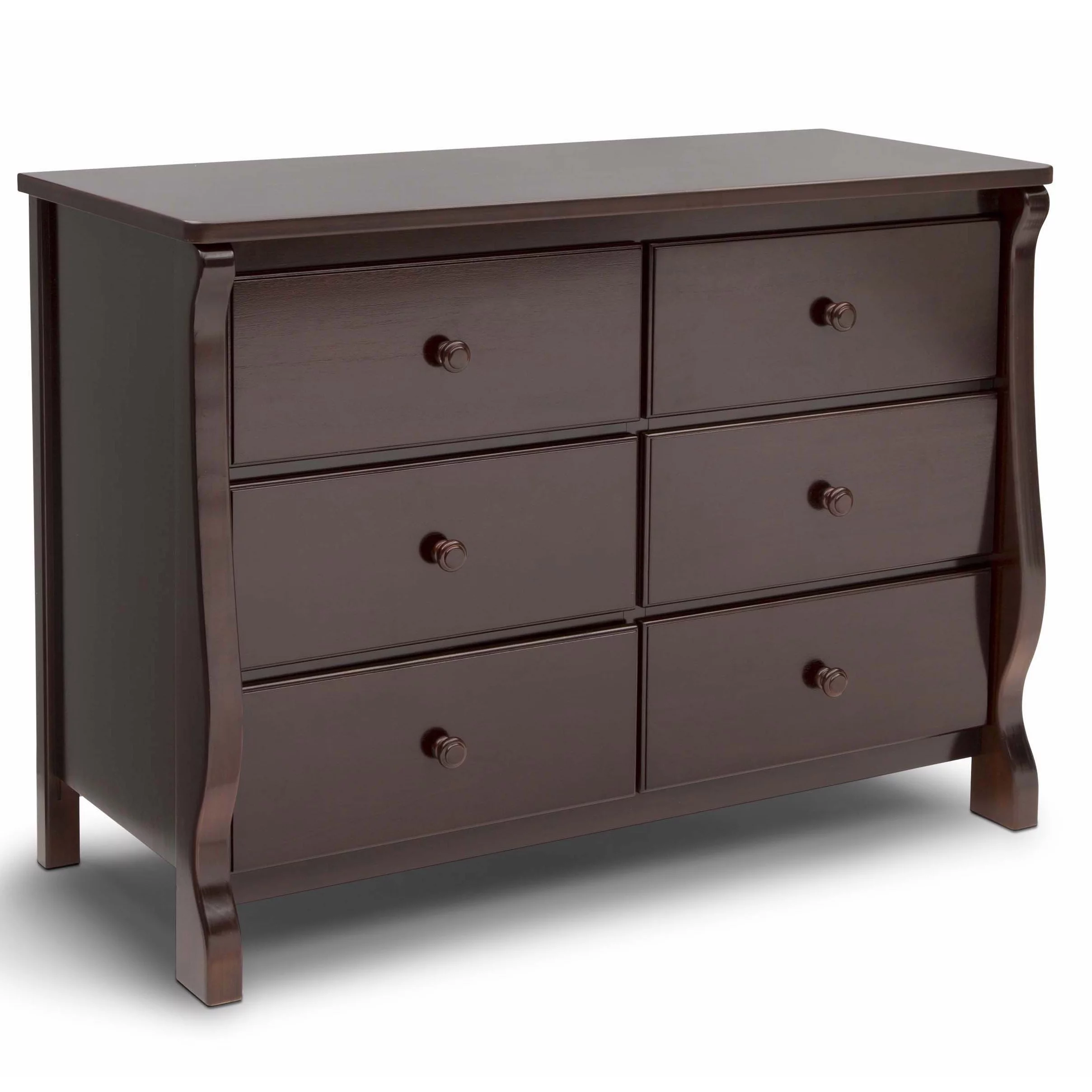 Delta Children Universal 6 Drawer Dresser with Interlocking Drawers - Greenguard Gold Certified, Dark Chocolate - Cheap Fitting