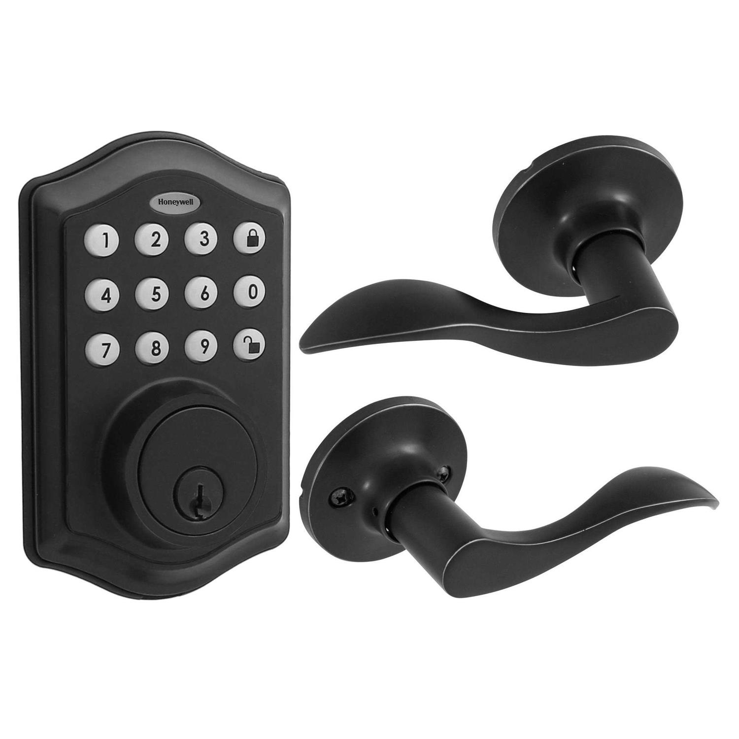 Honeywell Matte Black Single Cylinder Electronic Deadbolt Lighted Keypad - Cheap Fitting