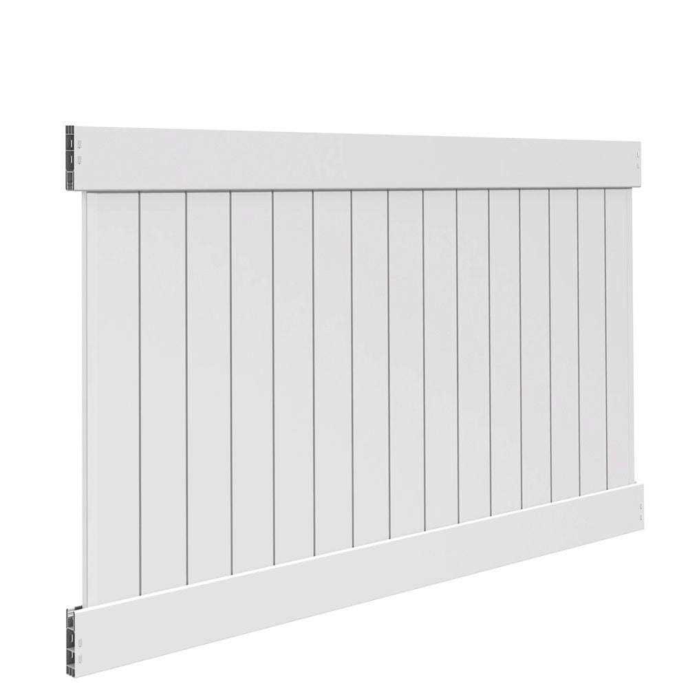 Veranda Linden H x 8 ft. W White Vinyl Privacy Fence Panel Kit - Cheap Fitting