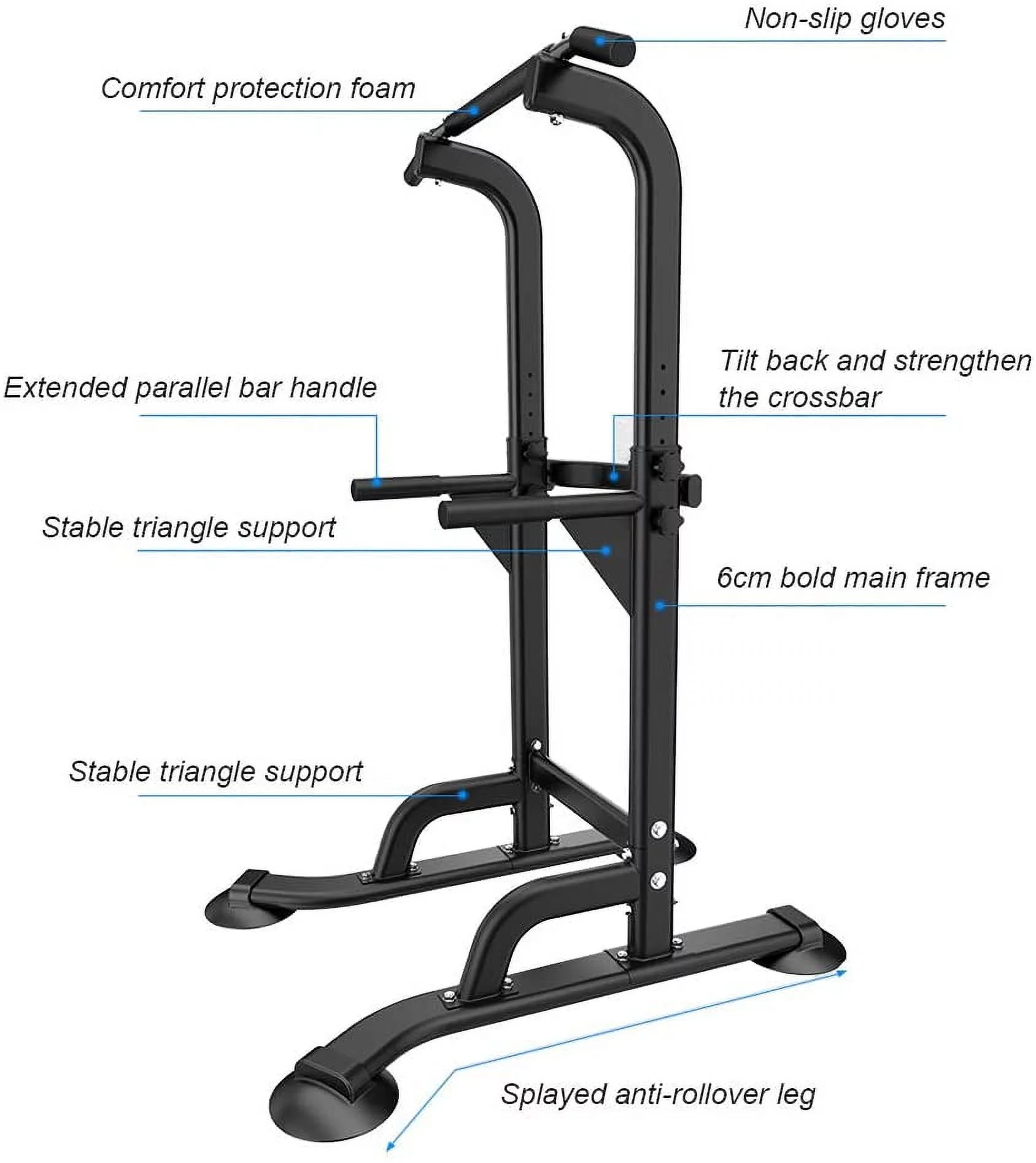 SOGES Height Adjustable Power Tower Dip Stands Pull up Bar Strength Training for Home Gym Black - Cheap Fitting