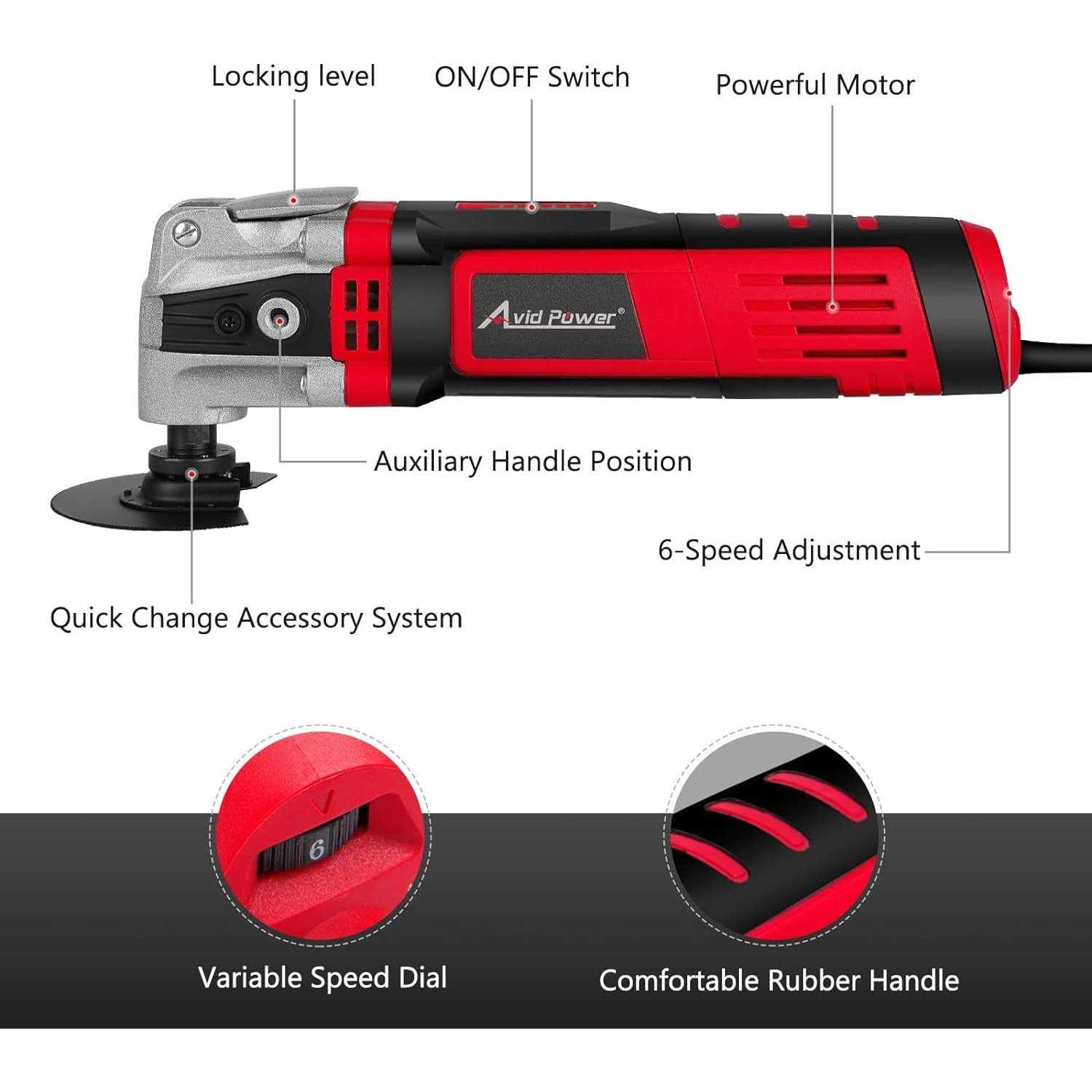 Avid Power Oscillating Tool, 3.5-Amp Oscillating Multi Tool with 4.5Oscillation Angle, 6 Variable Speeds and 13pcs Saw Accessories - Cheap Fitting