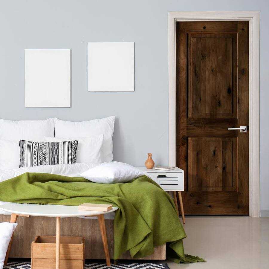 Krosswood Doors 96 in. Rustic Knotty Alder Wood 2 Panel Square Top Inswing - Cheap Fitting