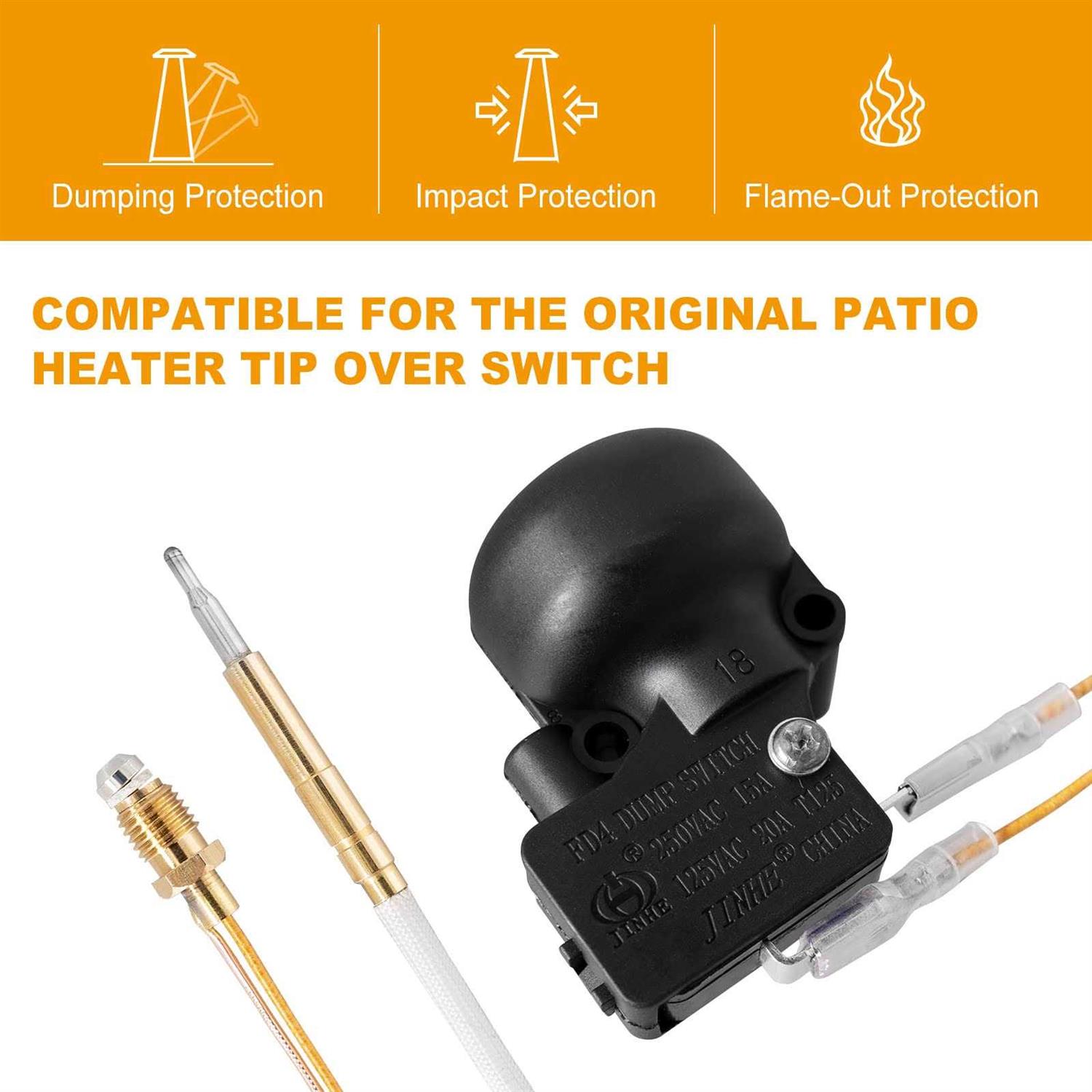 ranwin Thermocouple & Tilt Switch for Patio Heater, Thermocouple and Dump Switch Repair Kit for Propane - Cheap Fitting