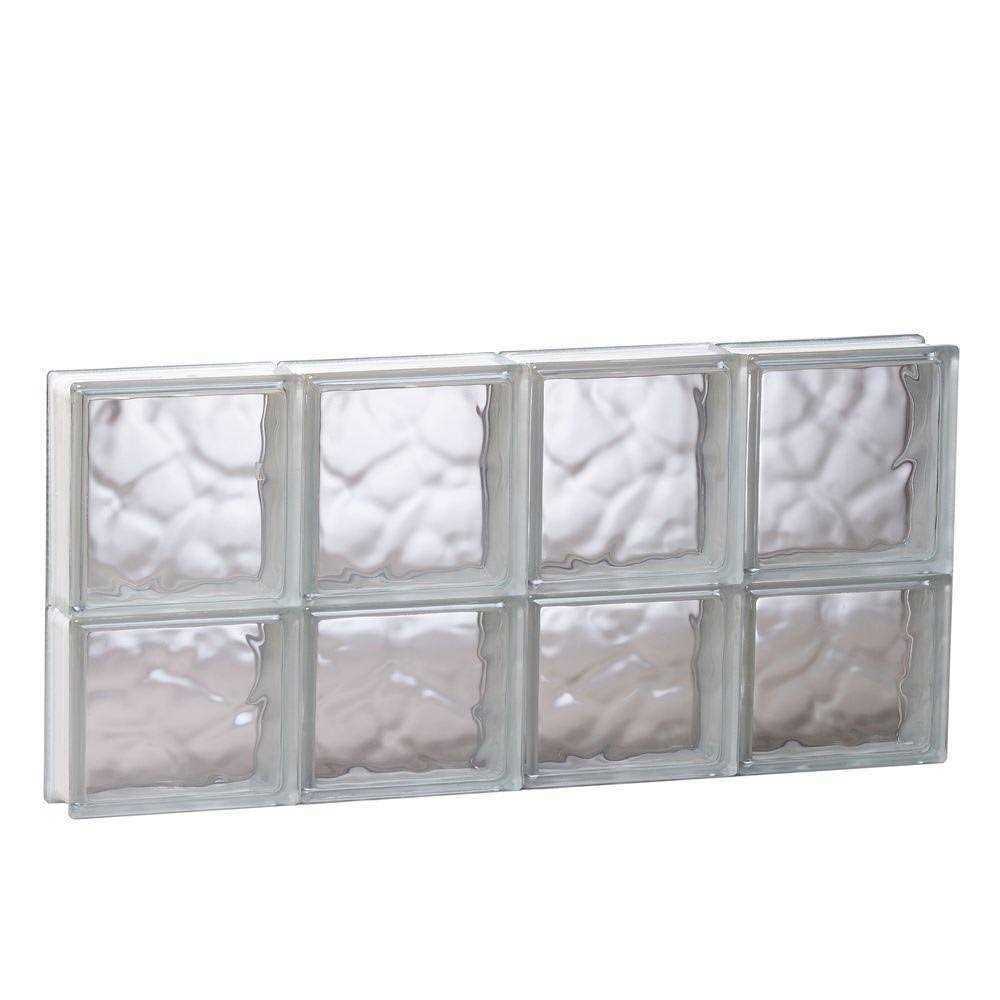 Clearly Secure 31 in. x 13.5 in. x 3.125 in. Frameless Wave Pattern Non-Vented Glass Block Window - Cheap Fitting