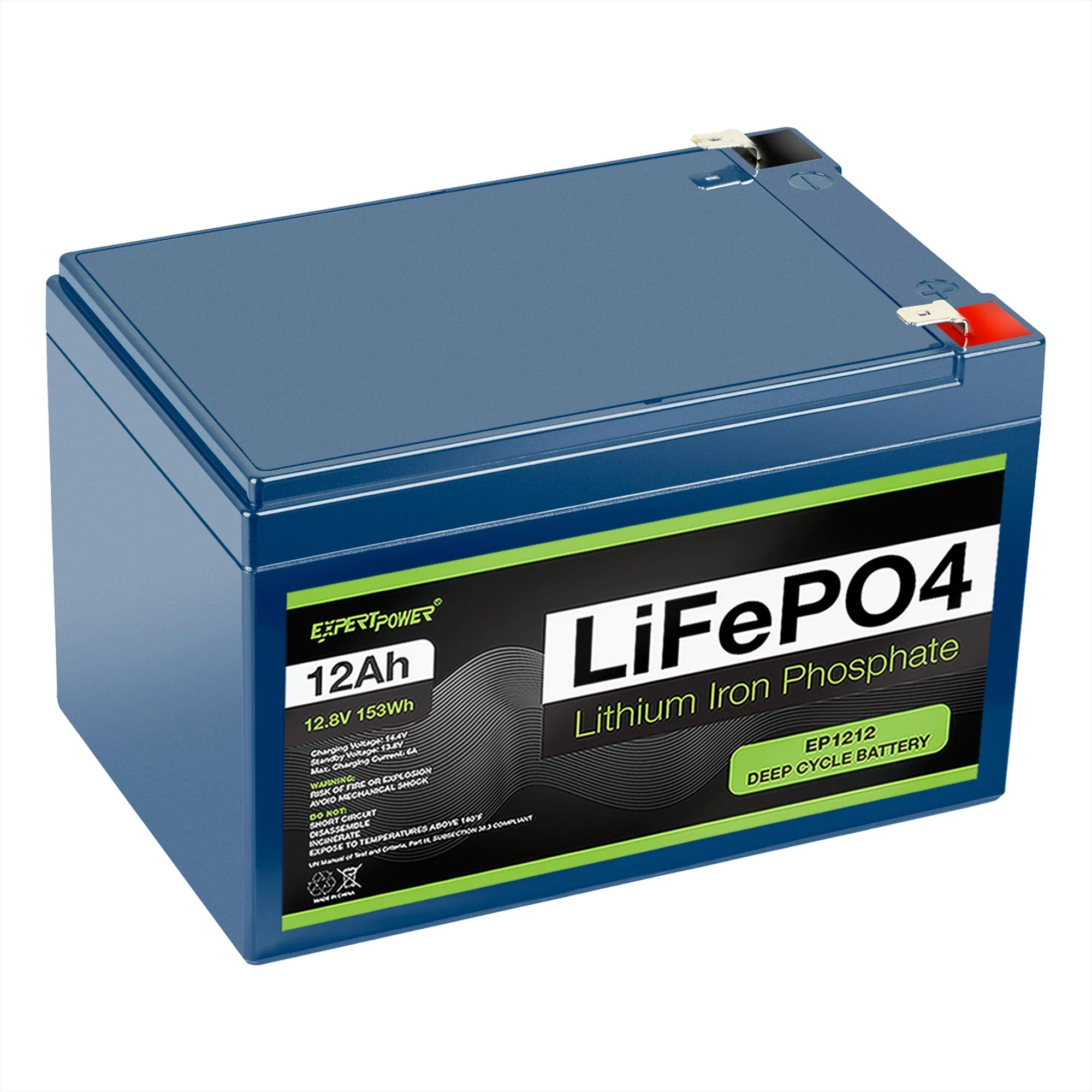 ExpertPower 12V 12Ah Lithium LiFePO4 Deep Cycle Rechargeable Battery | 2500-7000 Life Cycles & 10-Year Lifetime | Built-in BMS - Cheap Fitting