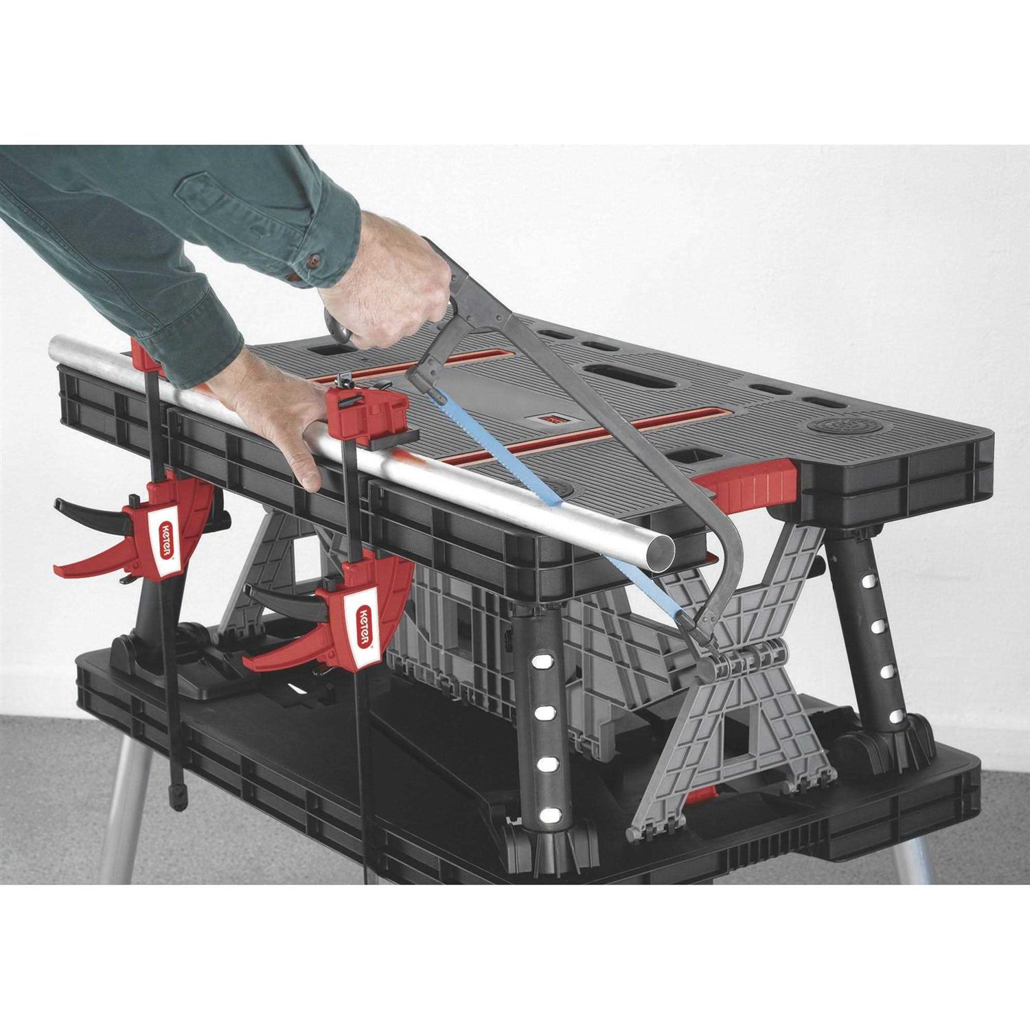 Keter Folding Work Table 750-Lb. Capacity with Extendable Legs - Cheap Fitting