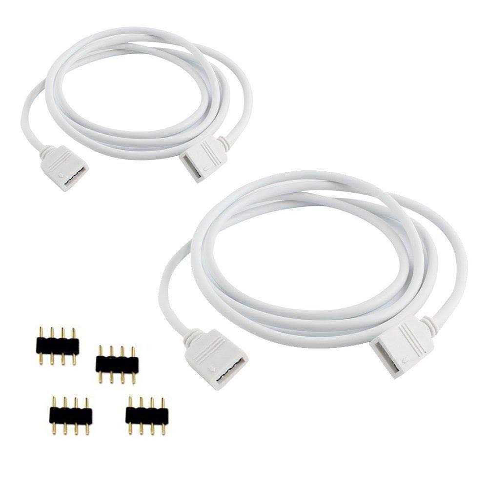 RGBZONE 2 Pack 1M 3.3ft Extension Cable Connect Female Plug to SMD 5050 RGB LED Strip Light with Free 4pcs 4pin Connector - Cheap Fitting