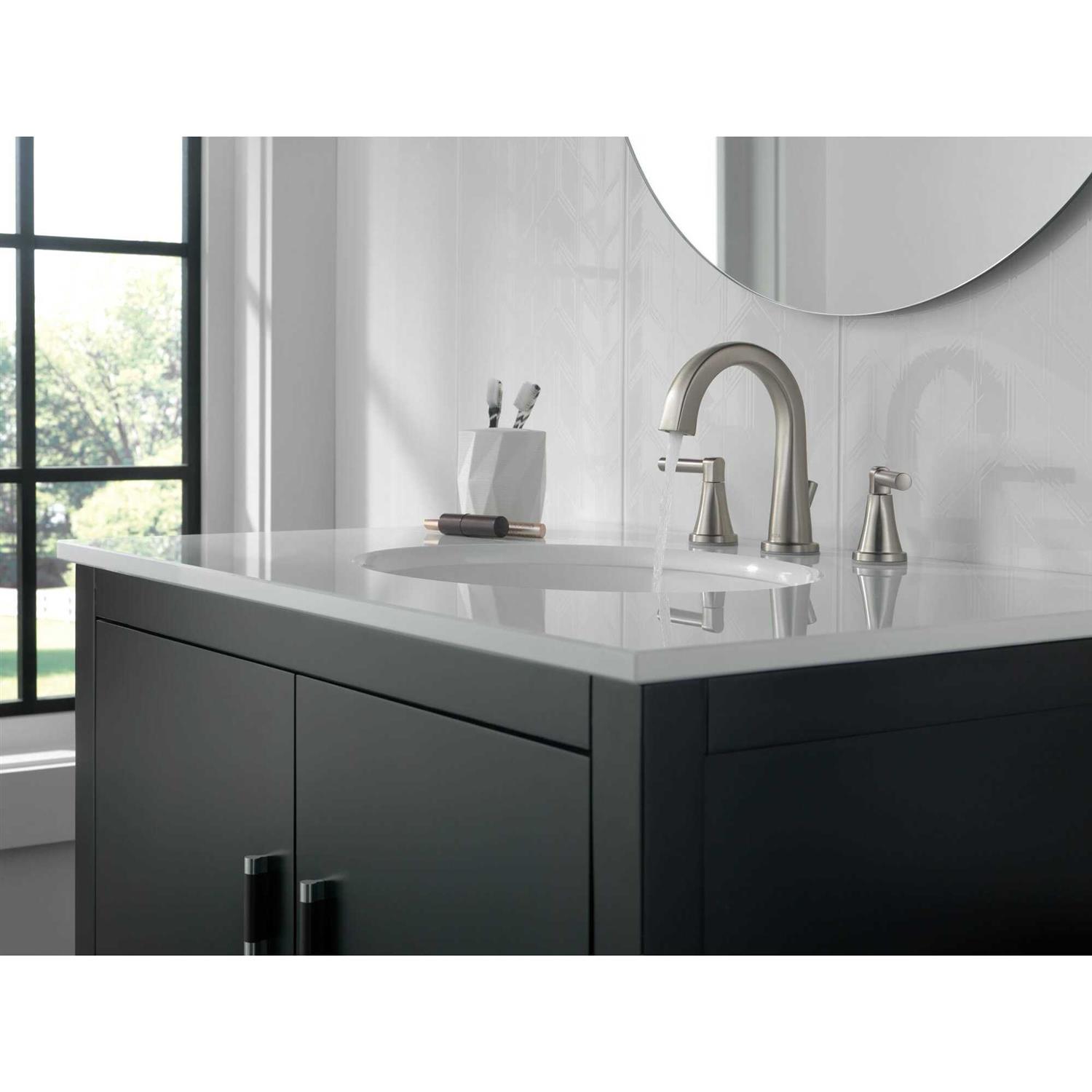 Delta Becker Spotshield Stainless 2-Handle Widespread WaterSense Bathroom Sink Faucet with Drain - Cheap Fitting