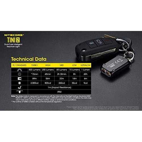 Nitecore TINI 2 Keychain Flashlight 500 Lumen USB-C Rechargeable Charging - Cheap Fitting