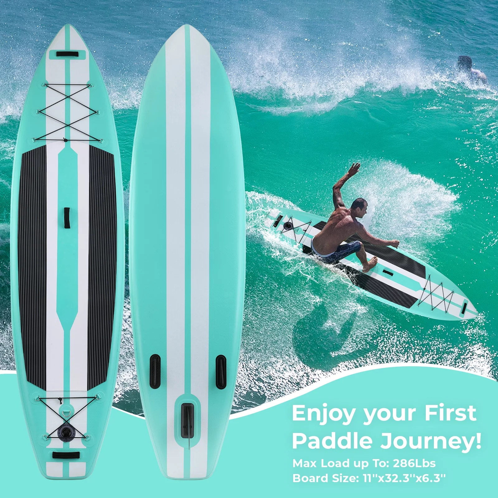 Arlopu 11FT Stand Up Paddle Board Inflatable with Premium SUP Accessories & Backpack, Non-Slip Deck, Waterproof Bag, Leash, Paddle and Hand Pump - Cheap Fitting