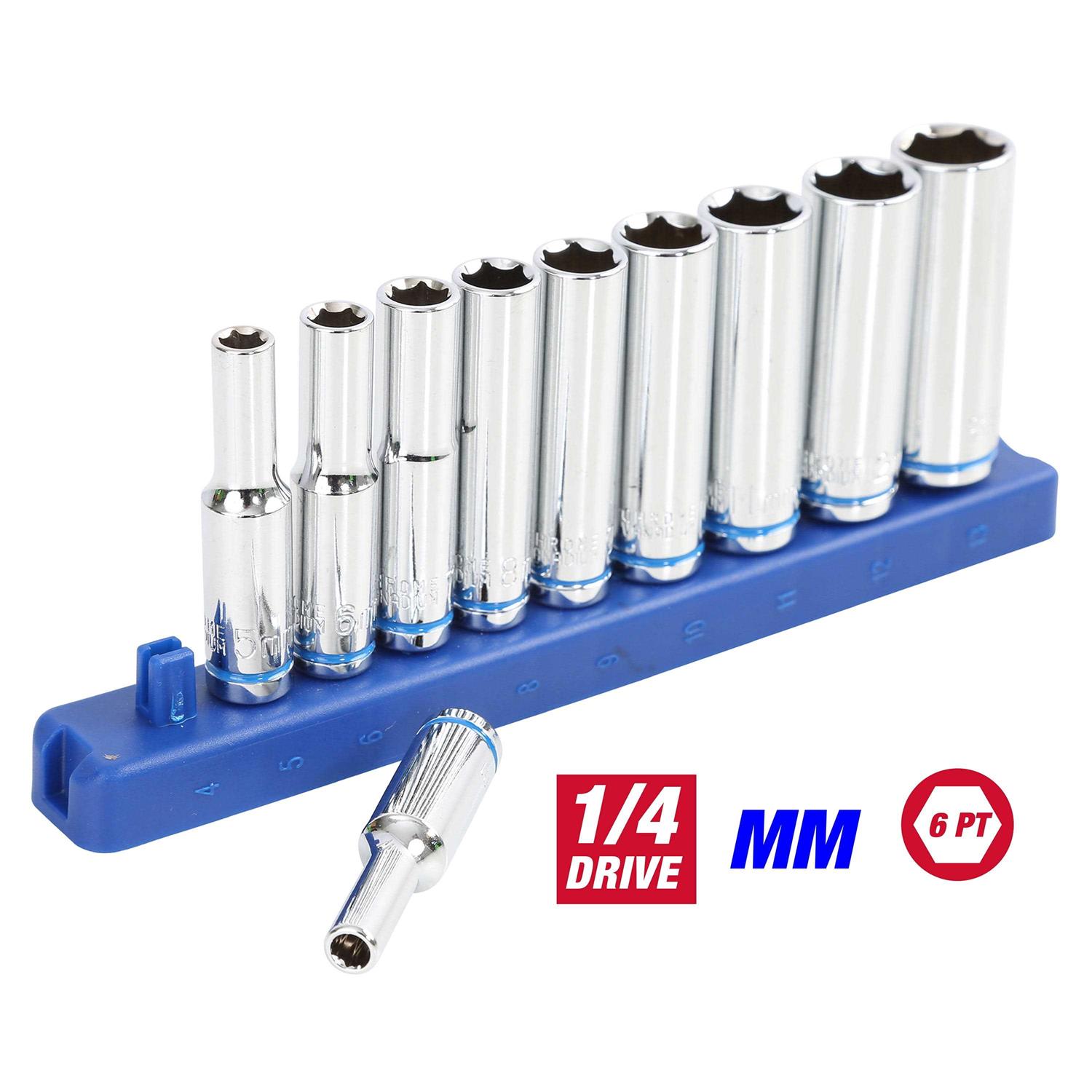 Hyper Tough 1/4-inch Drive Deep Metric Sockets - Cheap Fitting