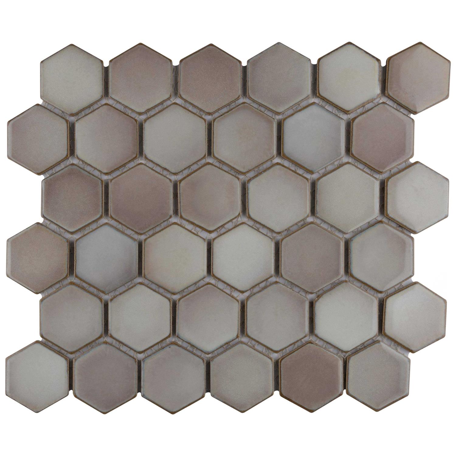 Hudson Due 2 x 2 Hex Porcelain Mosaic Floor Wall Tile Merola Tile - Cheap Fitting