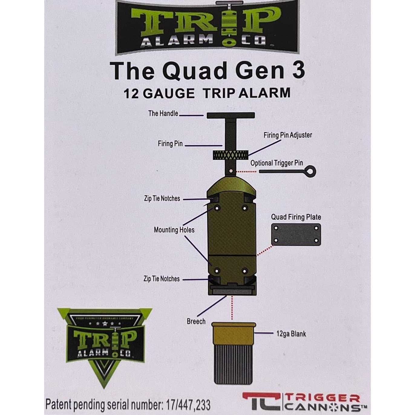 12 Gauge Trip Wire Alarm Quad Device Perimeter Defense Gen 3.0 by Trip Alarm Co. for Camping and Security Black - Cheap Fitting