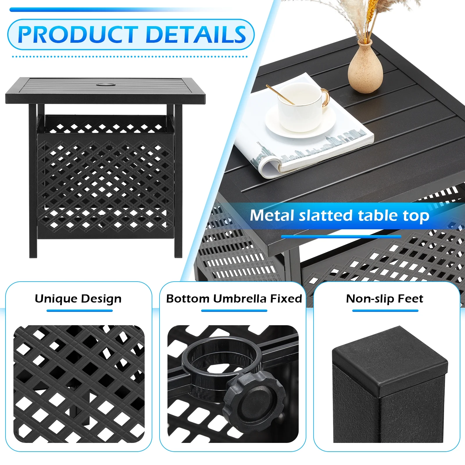 AECOJOY Patio Table Umbrella Base, Outdoor Metal Bistro Table Stand with Umbrella Hole - Cheap Fitting