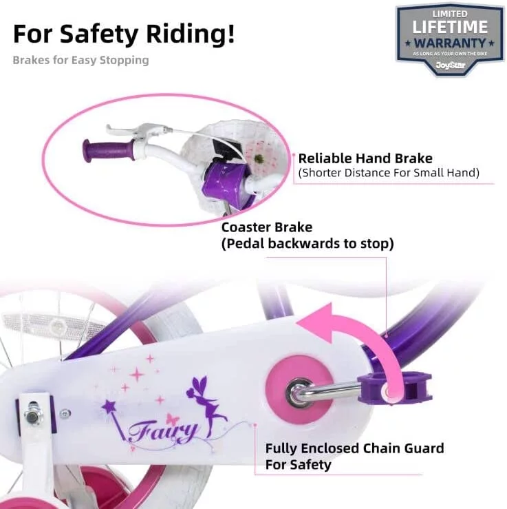 JOYSTAR Fairy Girls Bike for Toddlers and Kids Ages 5-9 Years Old Kids, 18 inch Wheels .Training Wheels Included,Pink - Cheap Fitting