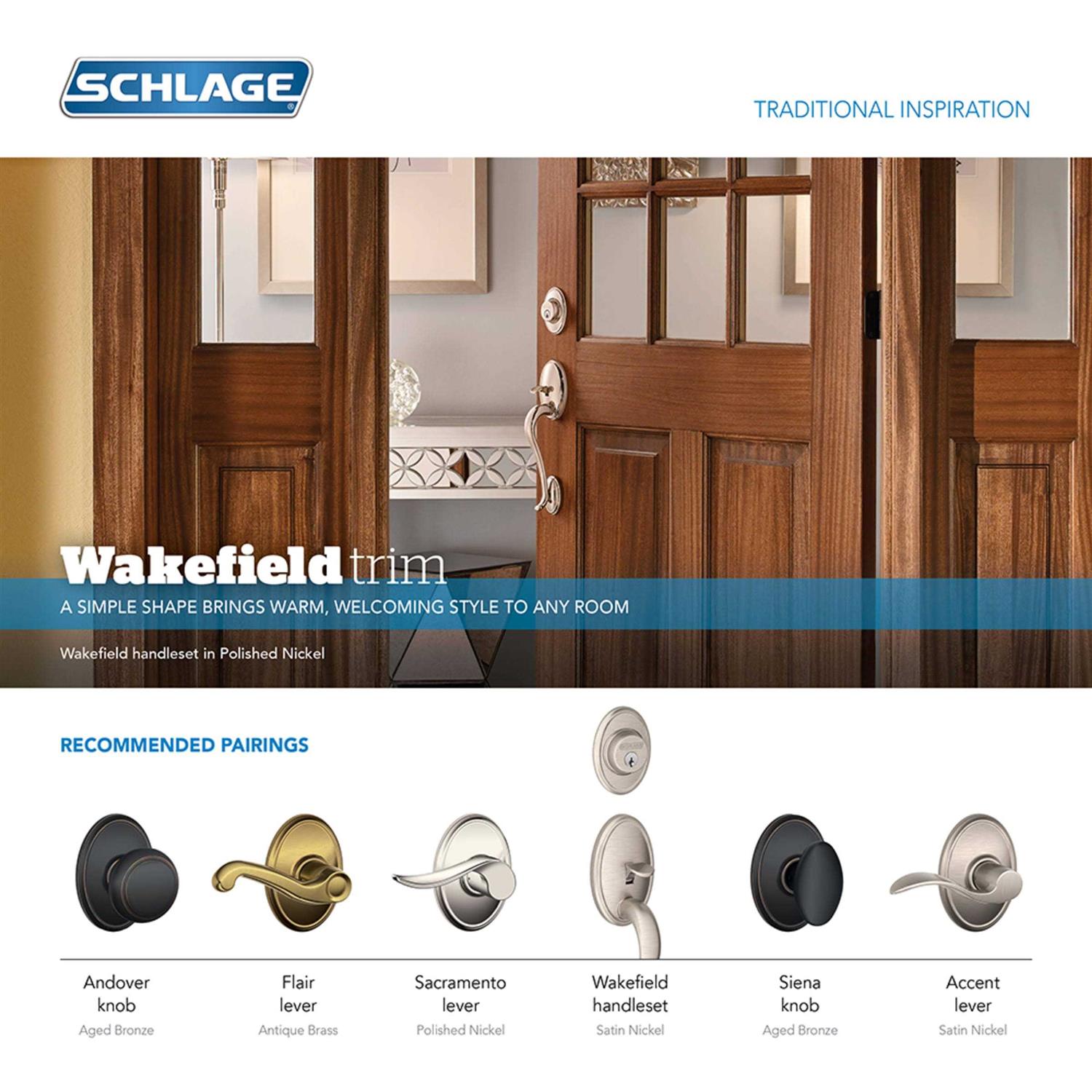 Siena Non-Turning Knob with Wakefield Trim Schlage F170SIE - Cheap Fitting