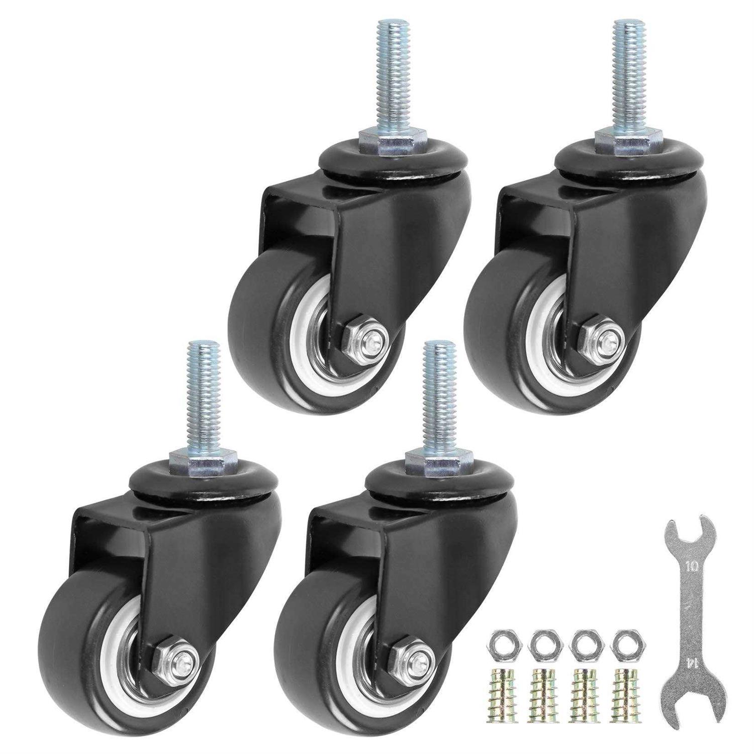 GXYY uoboeuq 1.5 Inch Swivel Caster Wheels PU 360 Degree Threaded Stem Caster Wheel M8 x 25mm - Cheap Fitting