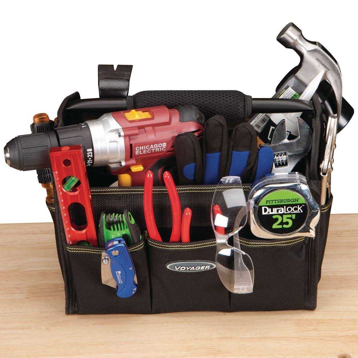 Voyager 12 in. Tool Tote with 18 Pockets - Cheap Fitting