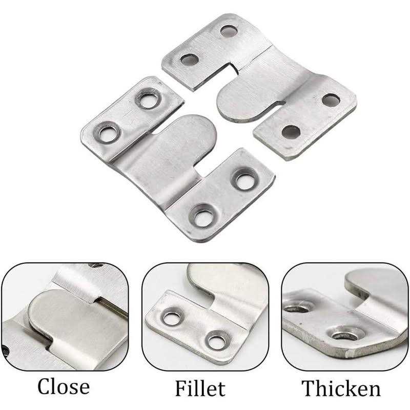 4 Pairs Flush Mount Bracket,Interlocking Furniture Connector,Stainless Steel Heavy Duty Photo Frame Hook Picture Hanger for Large Picture Display - Cheap Fitting