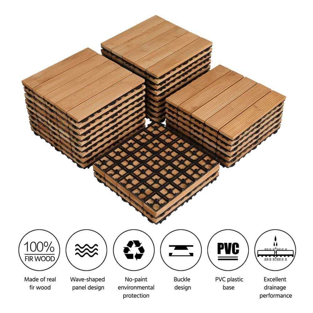 Yaheetech Fir Wood Flooring Tiles Interlocking Wood Tiles Patio - Cheap Fitting