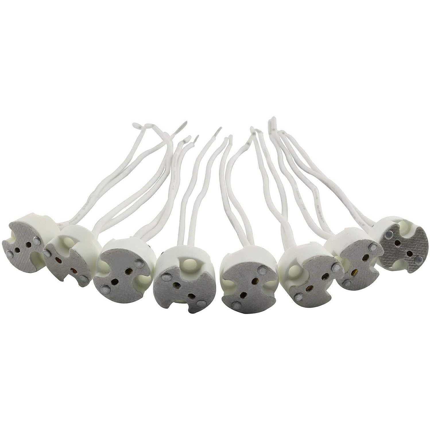 Longdex GU5.3 Socket 8PCS MR16 MR11 Halogen CFL Bulbs Holder Base Socket Ceramic Wire Connector - Cheap Fitting