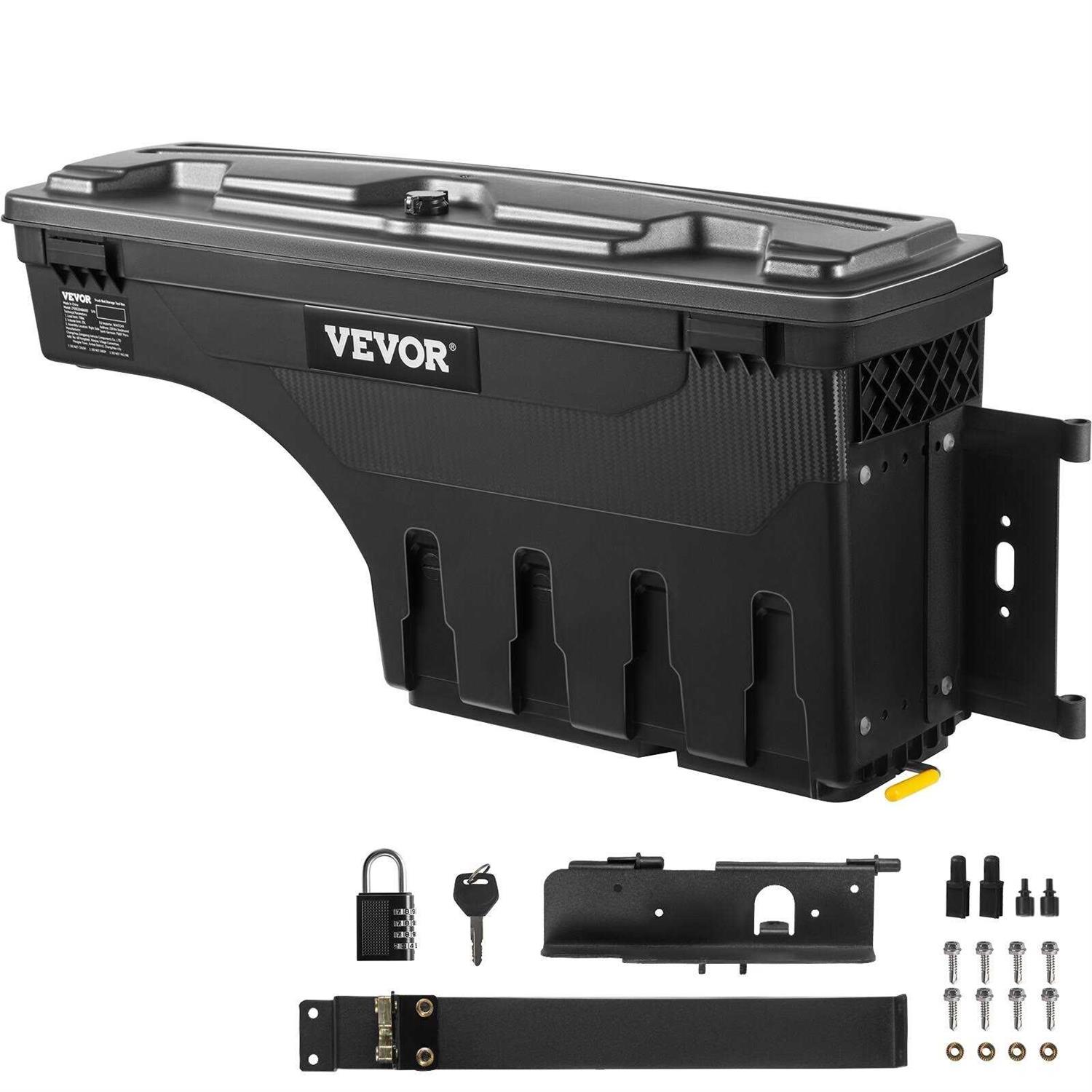VEVOR Truck Bed Storage Box Lockable Lid Waterproof ABS Wheel Well Tool Box 6.6 Gal/20 L - Cheap Fitting