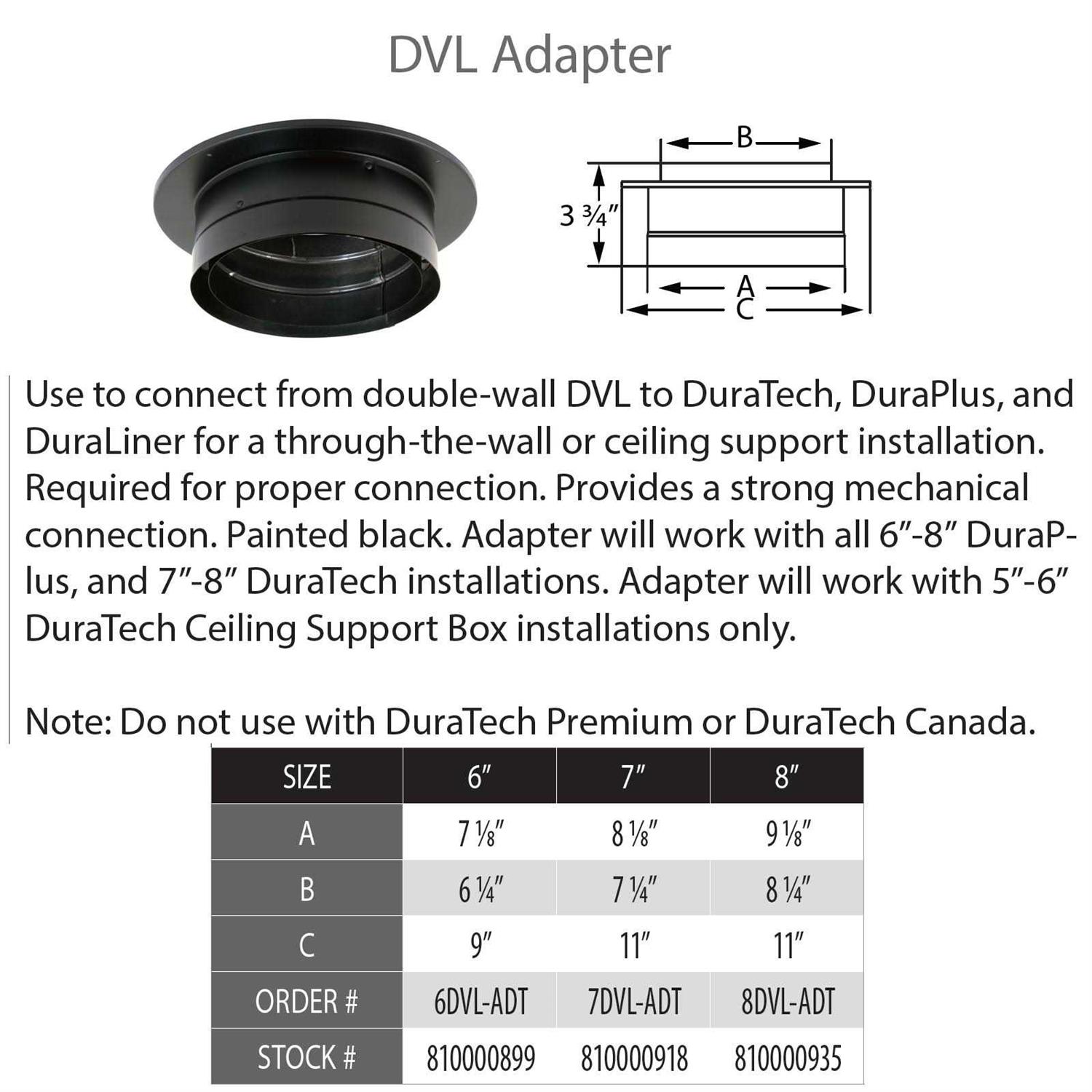 DuraVent DVL Chimney Adapter with Trim - Cheap Fitting