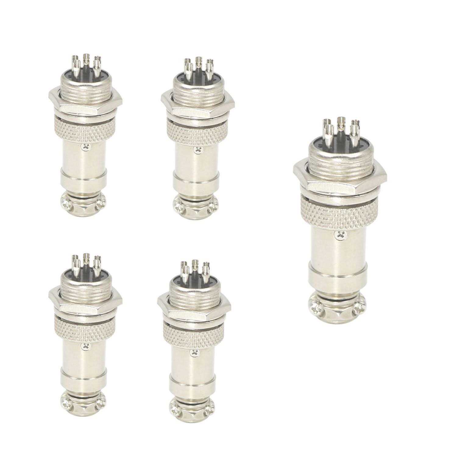 5 Pin Metal Male Female Panel Connector 16mm GX16-5 Aviation Connector Plug of 5 Pairs - Cheap Fitting