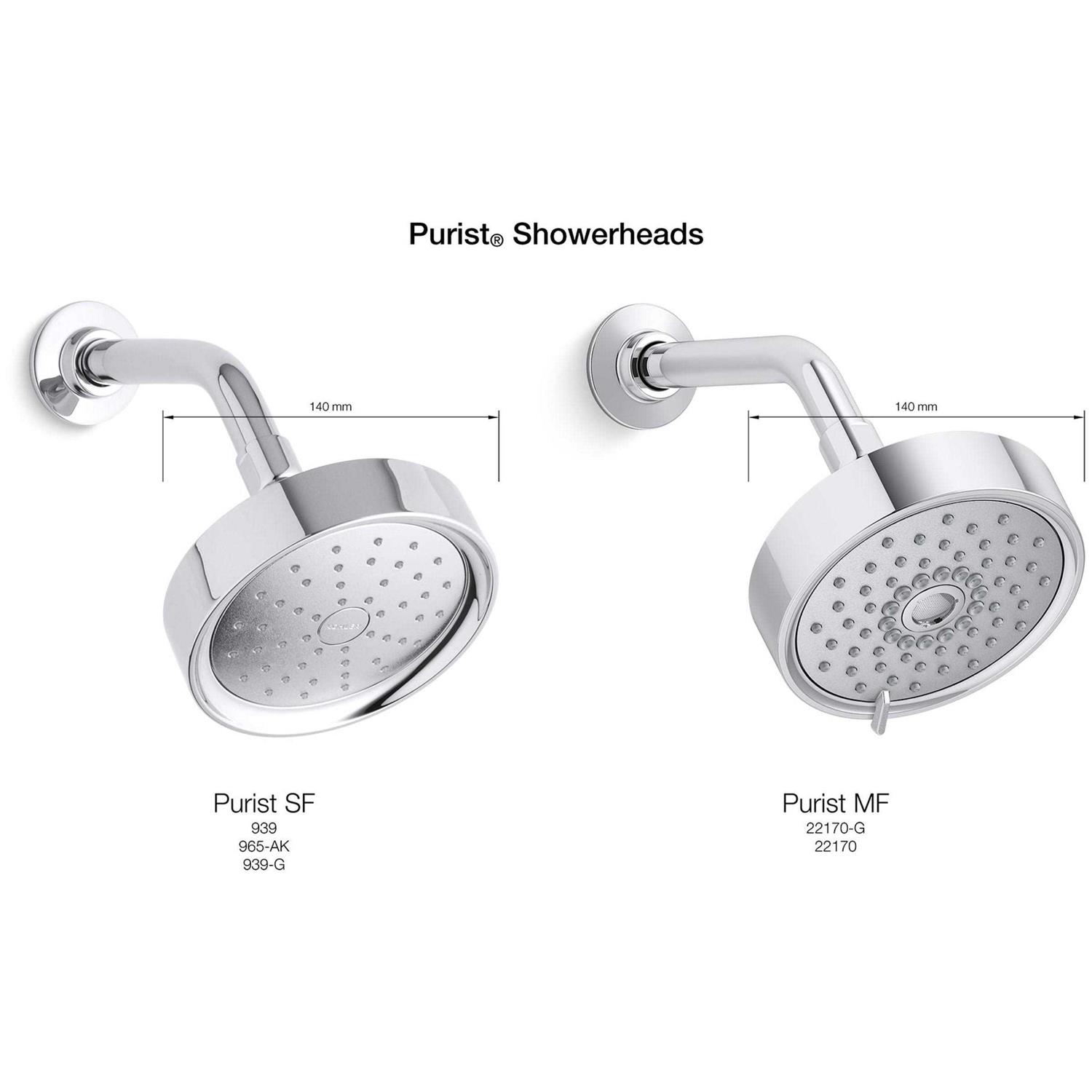 KOHLER Purist 1.75 GPM multifunction Wall Mount showerhead - Cheap Fitting