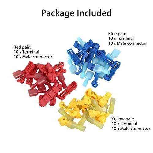 60pcs T-Taps Wire Terminal Connectors Assortment Kit, EEEkit Self-Striping Electrical Tap Connectors, with Quick Splice Terminals, and Fully Insulated - Cheap Fitting