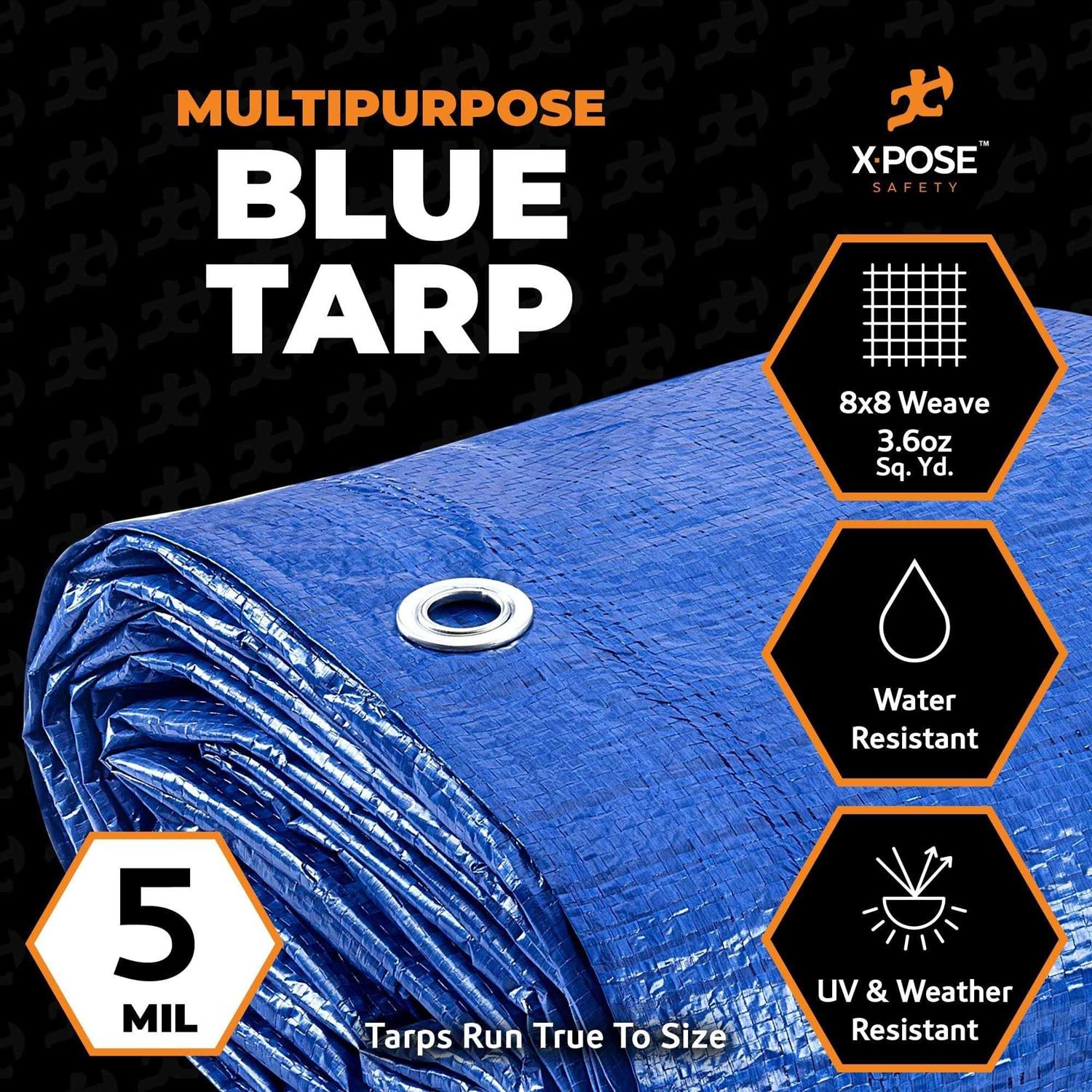 Xpose Safety Better Blue Poly Tarp Multipurpose Protective Cover - Cheap Fitting