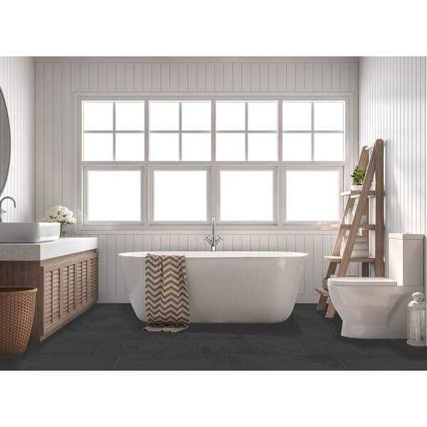 Florida Tile Home Collection Galactic Slate Black 12 in. x 24 in. Matte Porcelain Floor and Wall Tile - Cheap Fitting