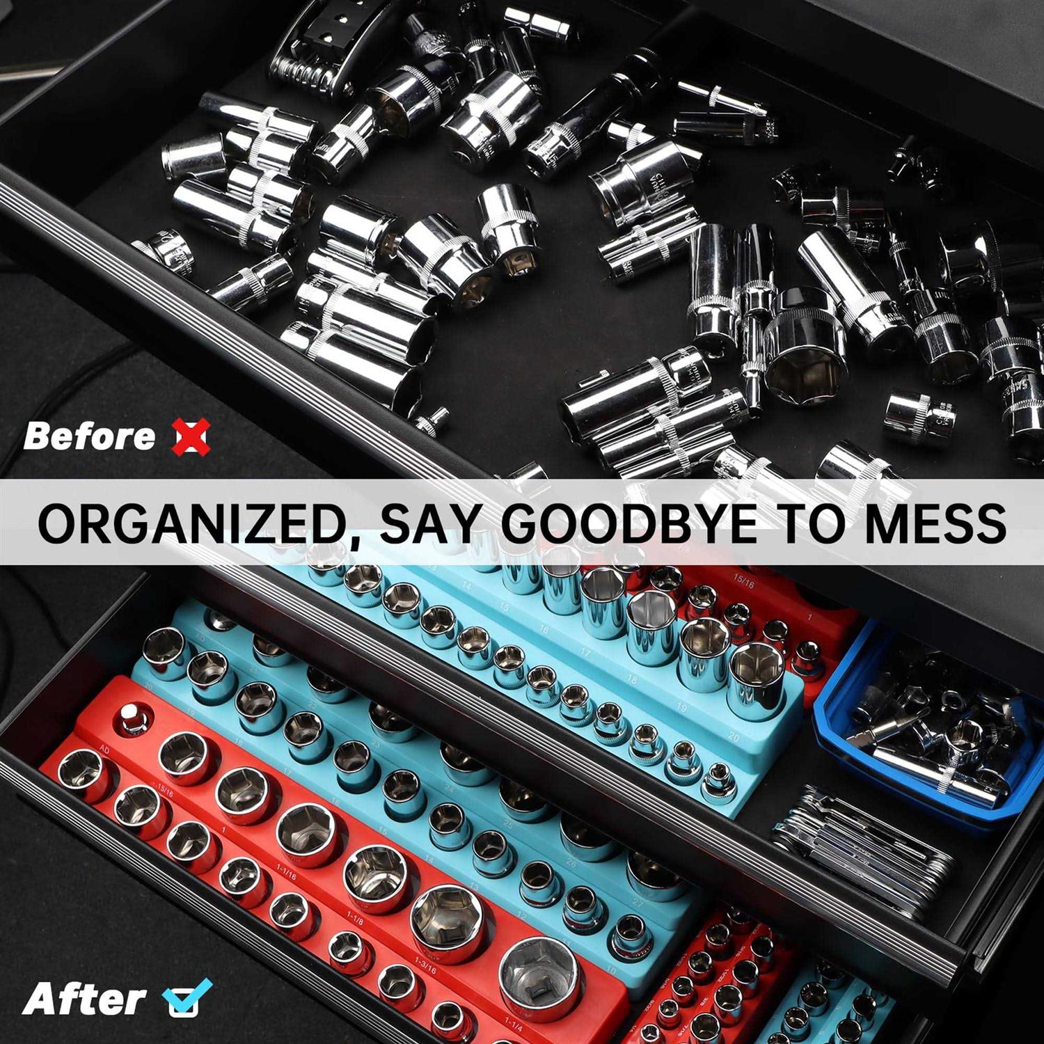 Shall Magnetic Socket Organizer Set 2-Piece SAE & Metric Socket Holders	Shall Magnetic Socket Organizer Set 2-Piece SAE & Metric Socket Holders - Cheap Fitting