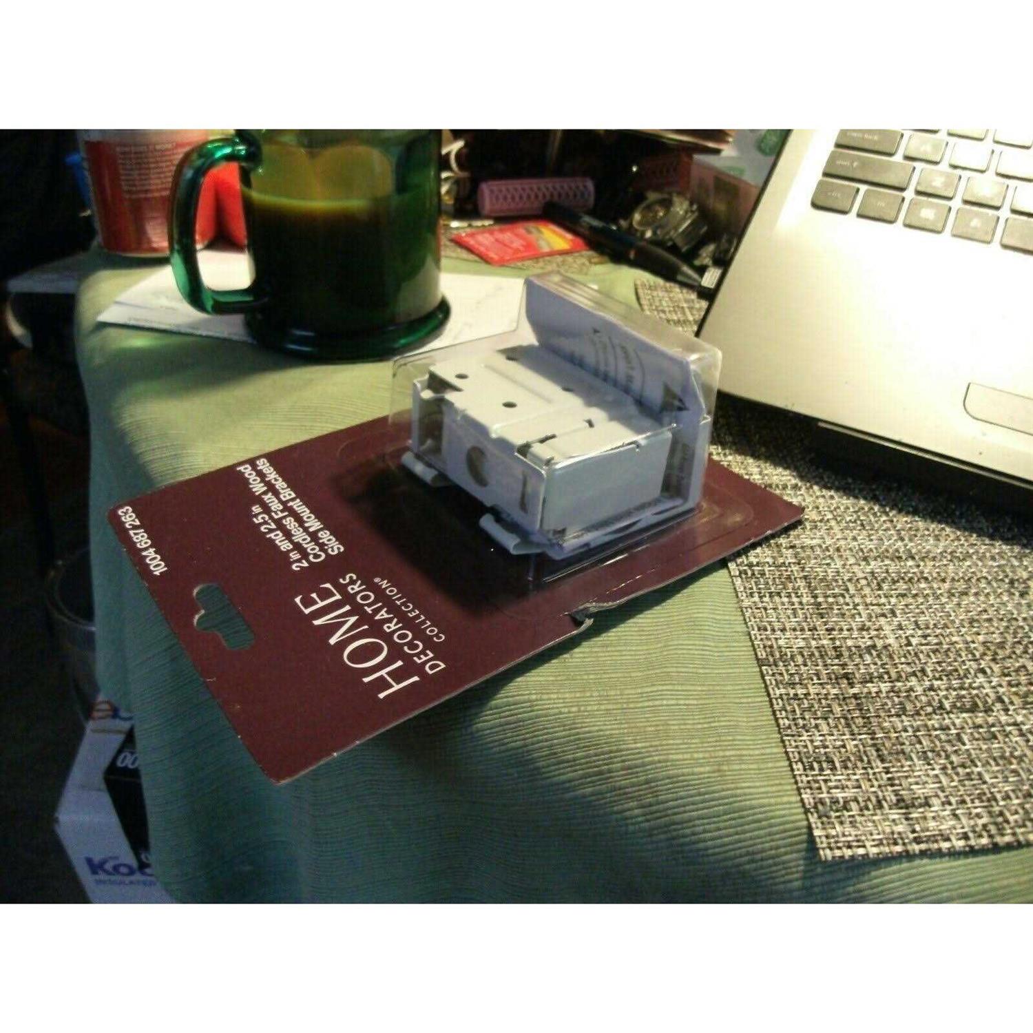 Home Decorators Collection 2 in. and 2.5 in. Cordless Faux Wood Side Mounting Bracket Set in White 10793478577484 - Cheap Fitting