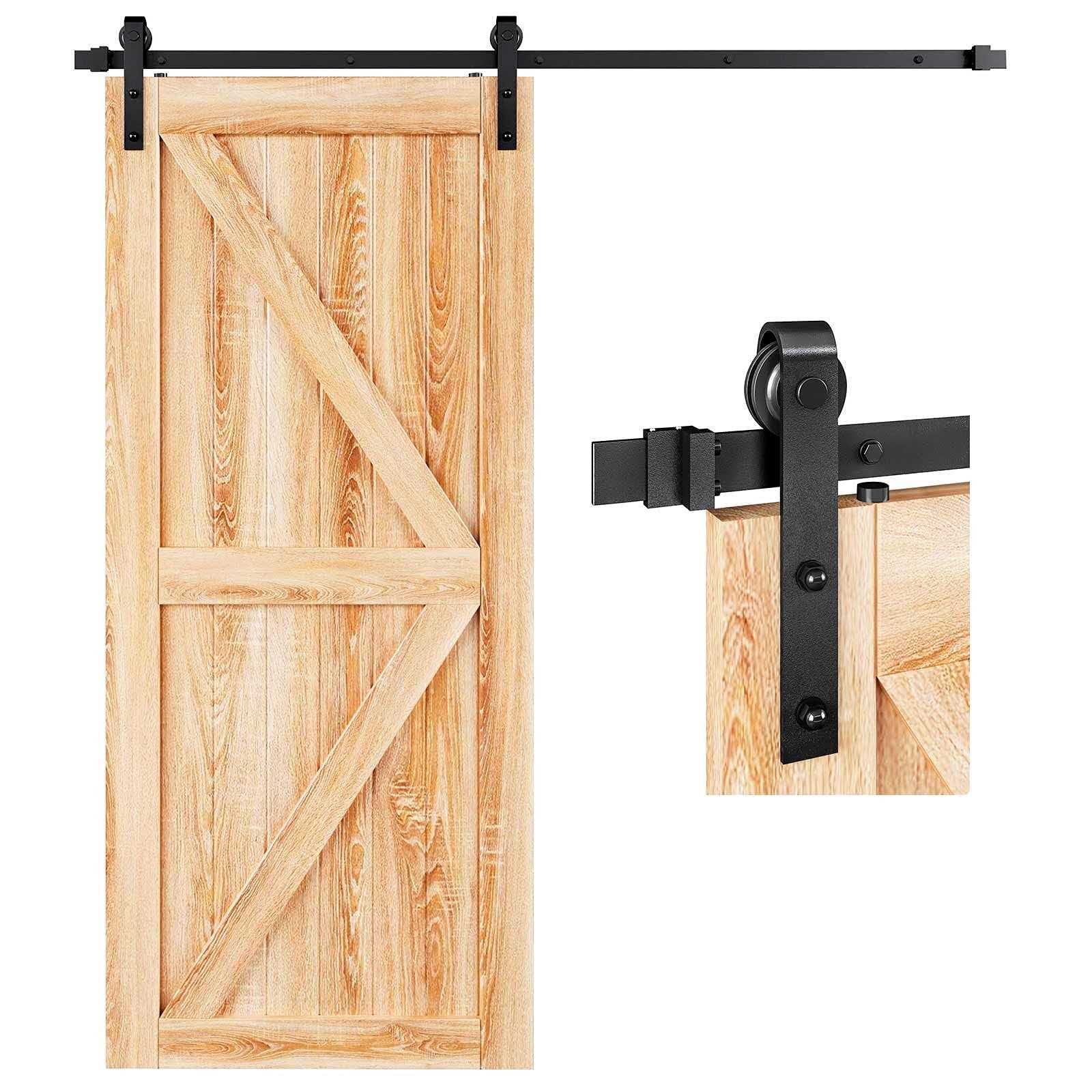 EaseLife Heavy Duty Sliding Barn Door Hardware Track Kit,Straight Pulley,Slide Smoothly Quietly,Easy Install - Cheap Fitting