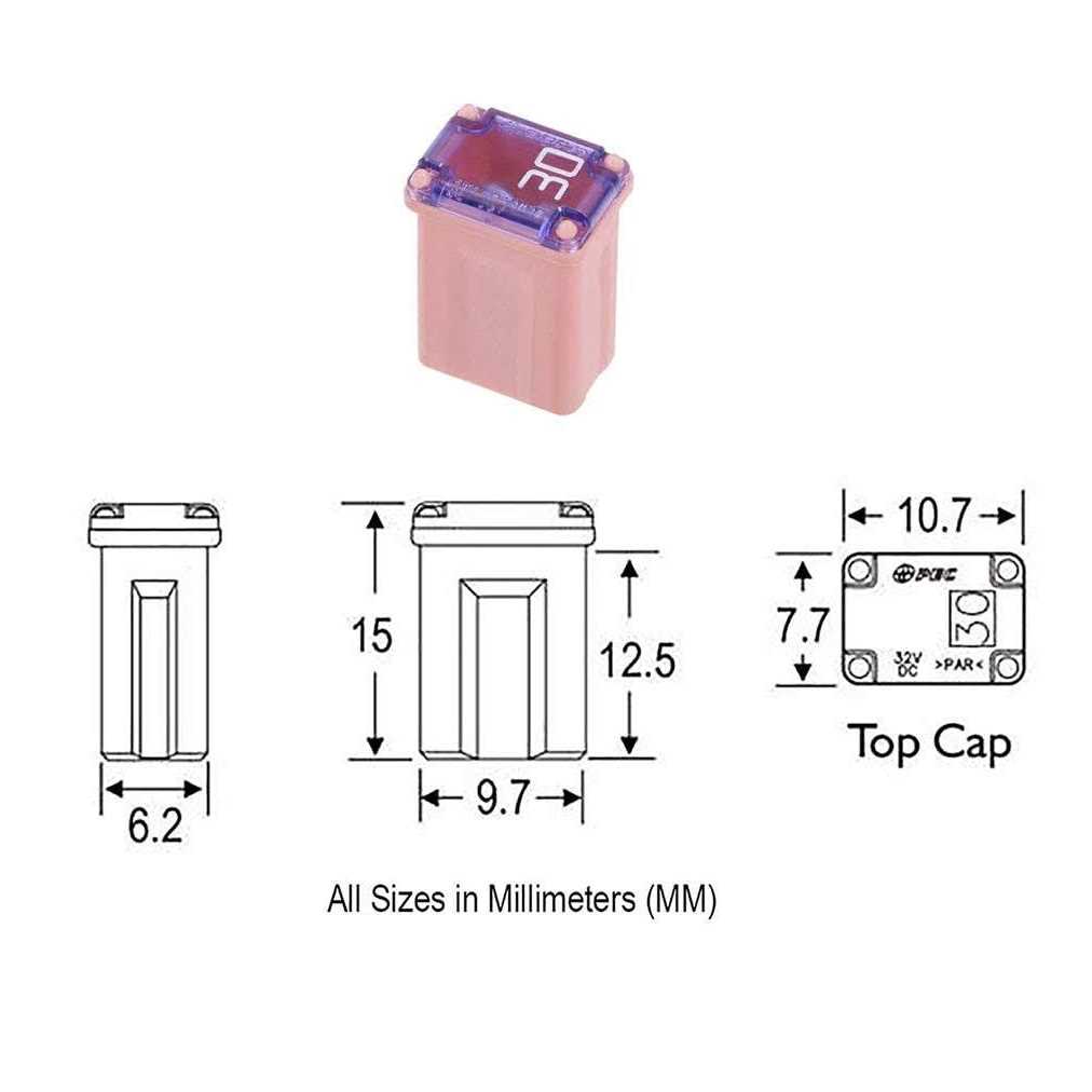 10 Pack 608830 30 Amp Micro Cartridge Fuses - Cheap Fitting